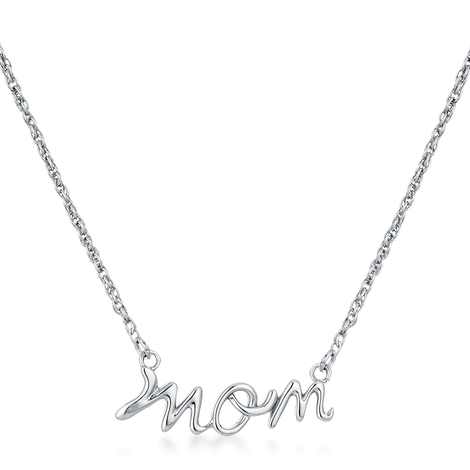 Rhodium Plated Mom Script Necklace - Charming Charlie