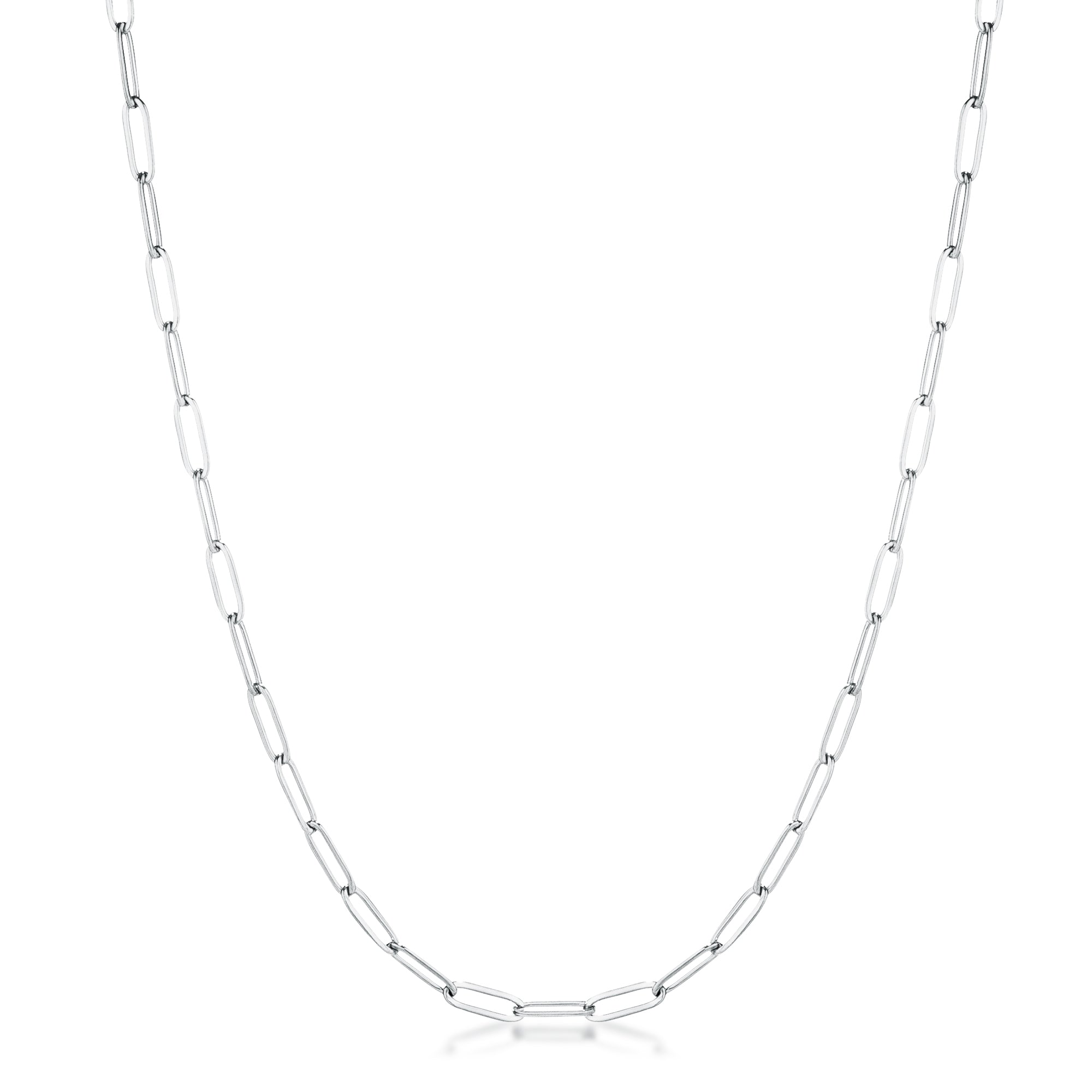 16 Rhodium Plated Linked Mid Size Paperclip Chain Necklace - Charming Charlie