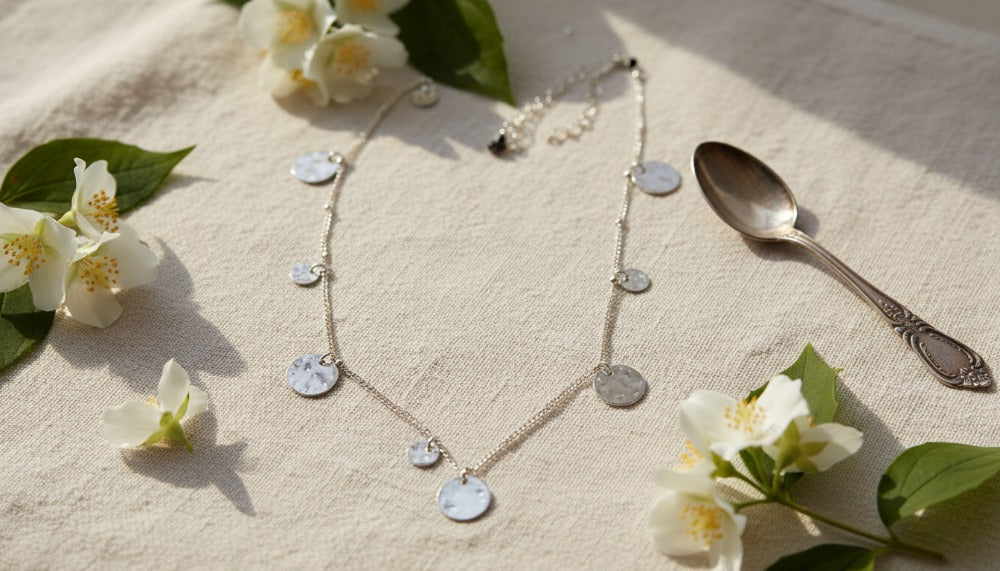 Silver Dew Disc Necklace - Charming Charlie