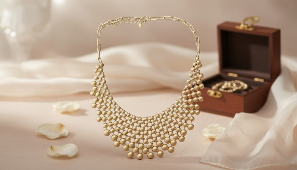 Gold Plated Droplet Fall Necklace - Charming Charlie