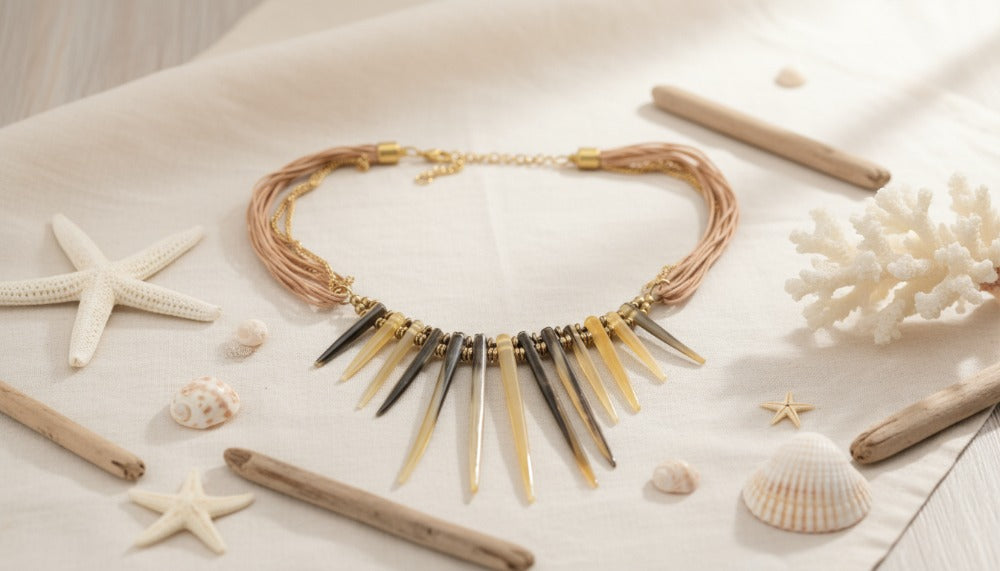 Leather Spikes Necklace - Charming Charlie