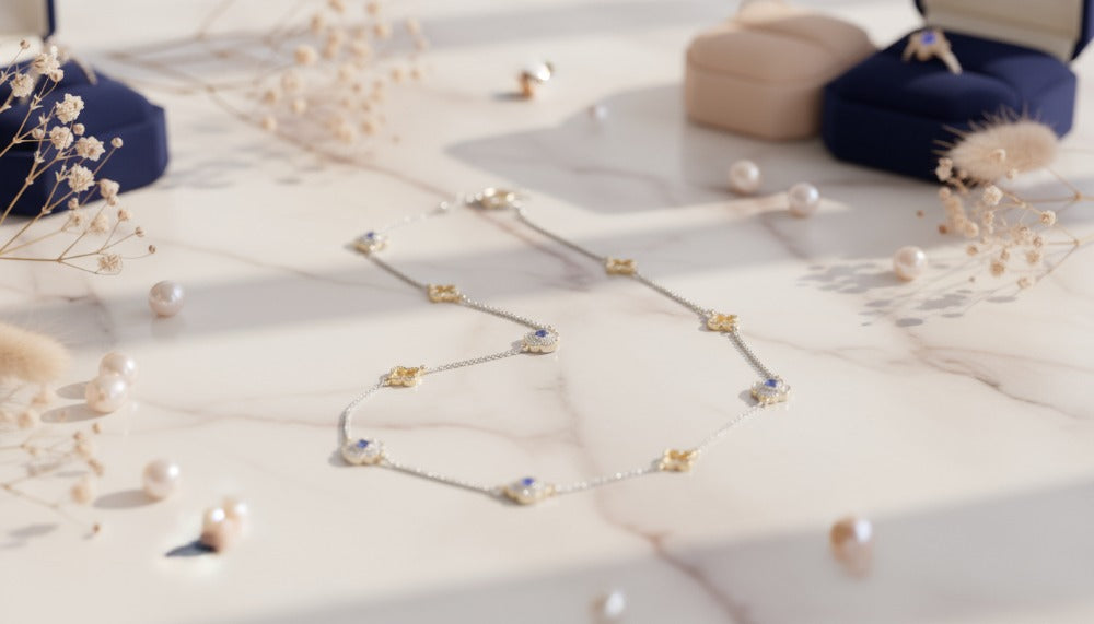 Silver and Gold Floral Necklace - Charming Charlie