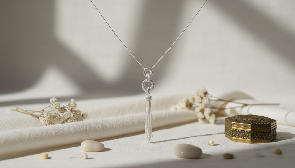 Silver Tassel Looped Necklace - Charming Charlie