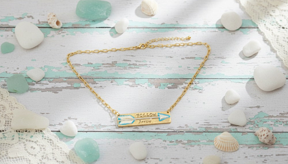 Gold Arrow Path Necklace - Charming Charlie