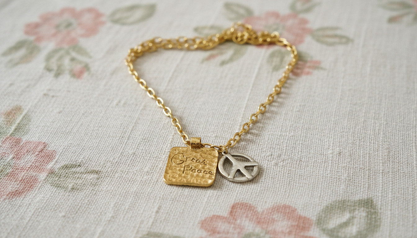 Gold Chain Bracelet with Peace Charms - Charming Charlie