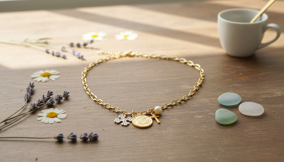 Gold-Tone Necklace with Religious-Themed Charms - Charming Charlie