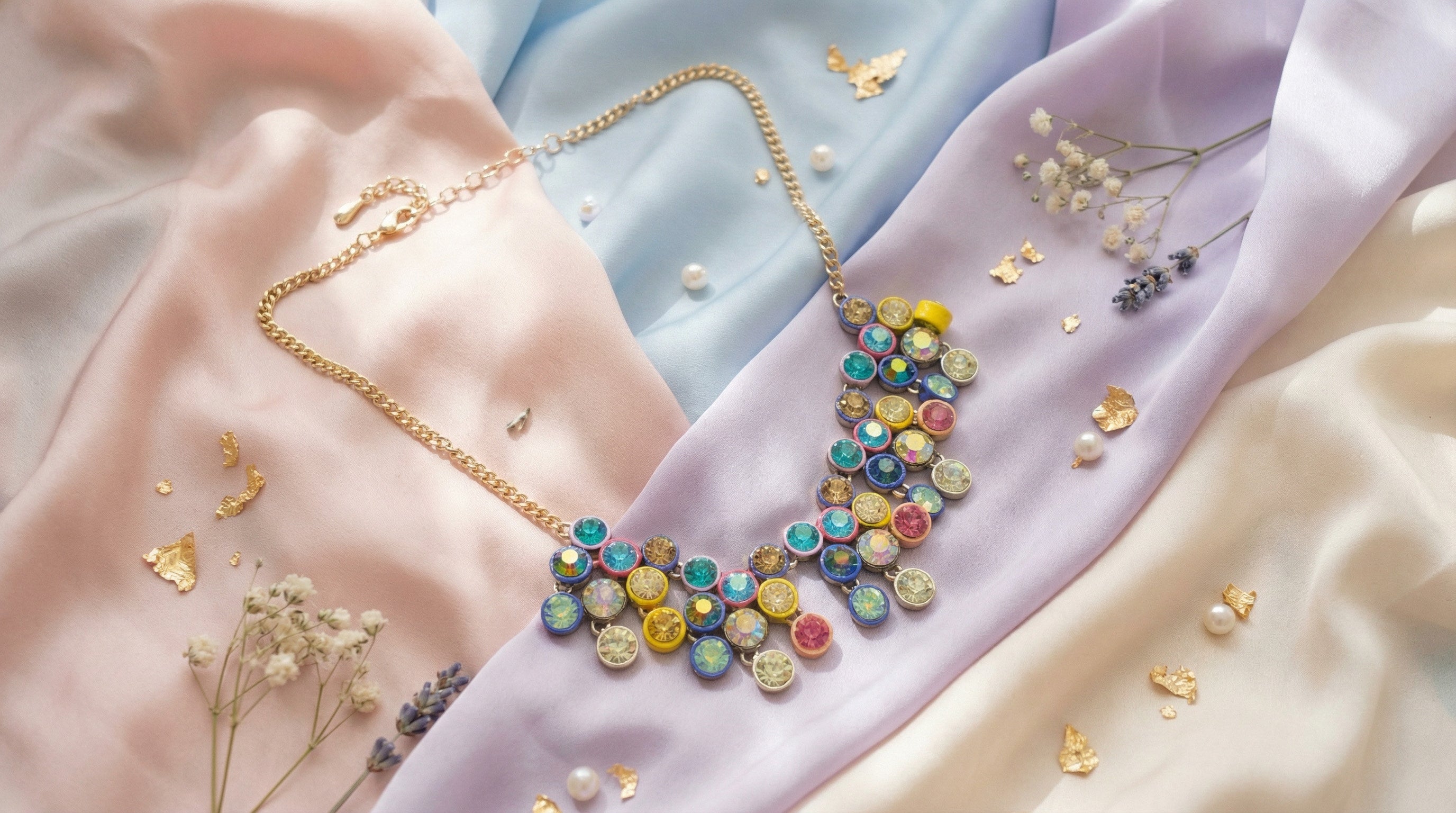 Vibrant Pastel Crystal Cluster Statement Necklace - Charming Charlie