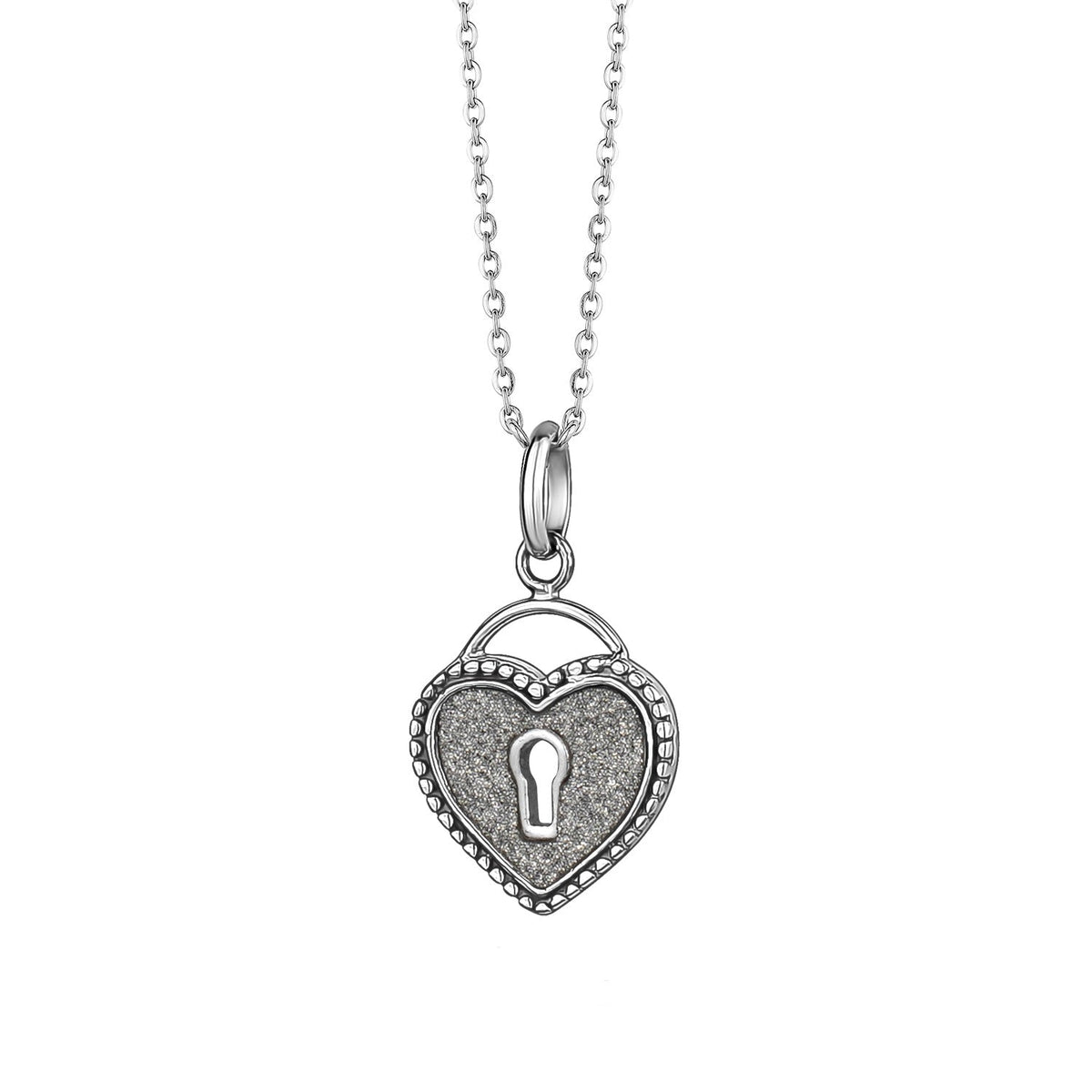 GL Creations- Sterling Silver Stardust Heart Lock Pendant - Charming Charlie
