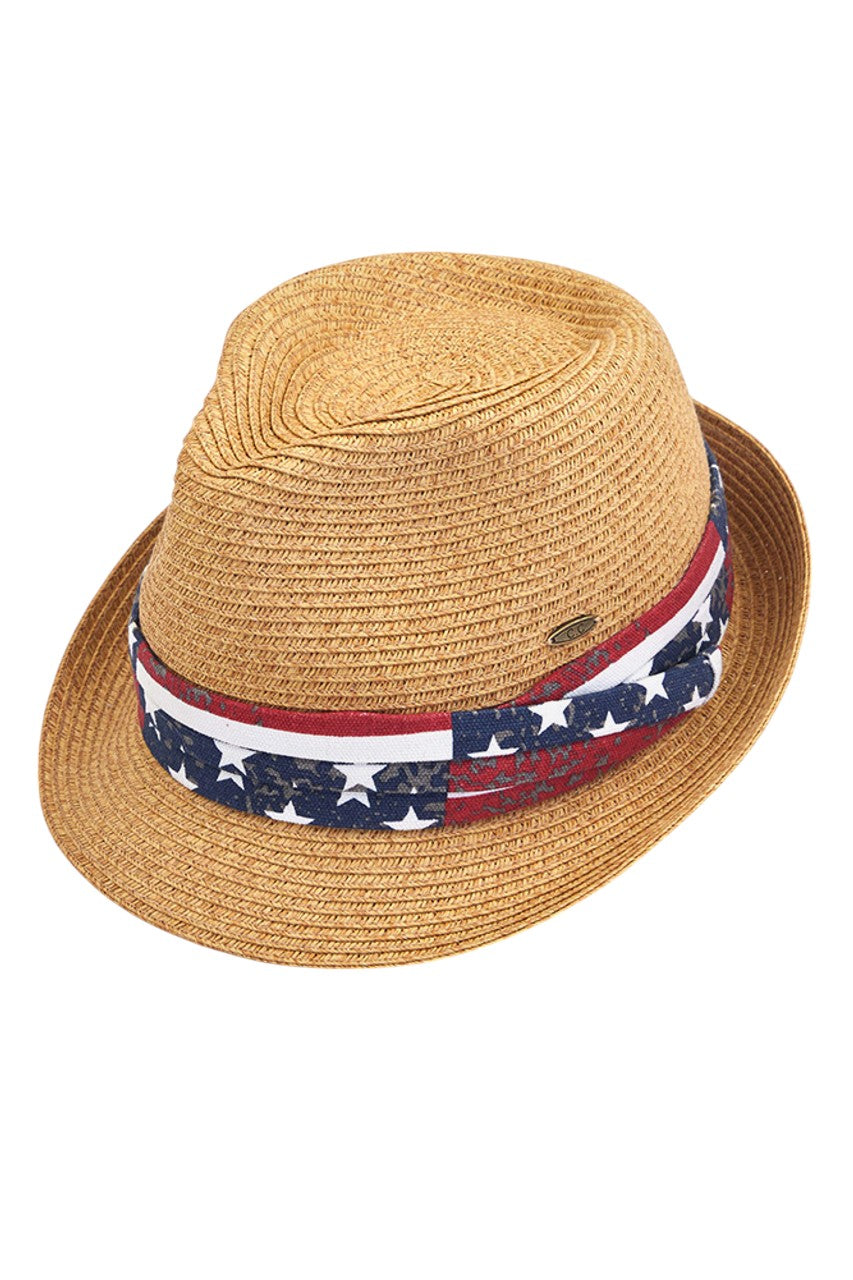 C.C AMERICAN FLAG TRIM BAND FEDORA Hat - Charming Charlie