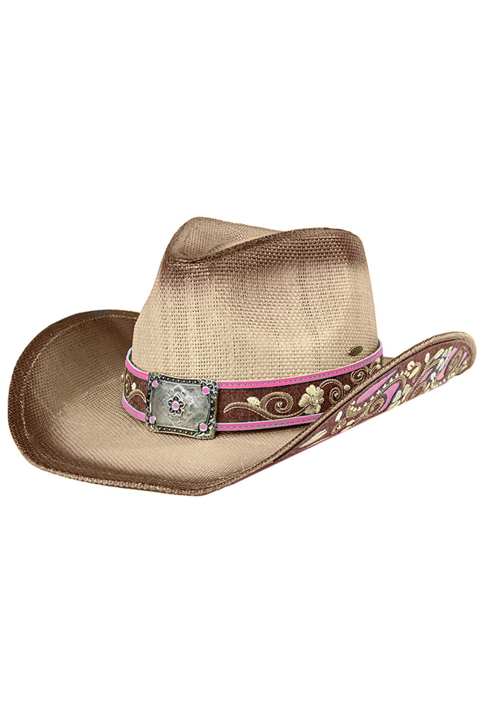 Natural C.C Brim Patches Details Tea-Stain Cowboy Hat is a stylish and practical choice for any outdoor adventure. Made with a tea-stained finish and detailed brim patches, this hat offers both sun protection and unique style. Perfect for cowboys and cowgirls alike!