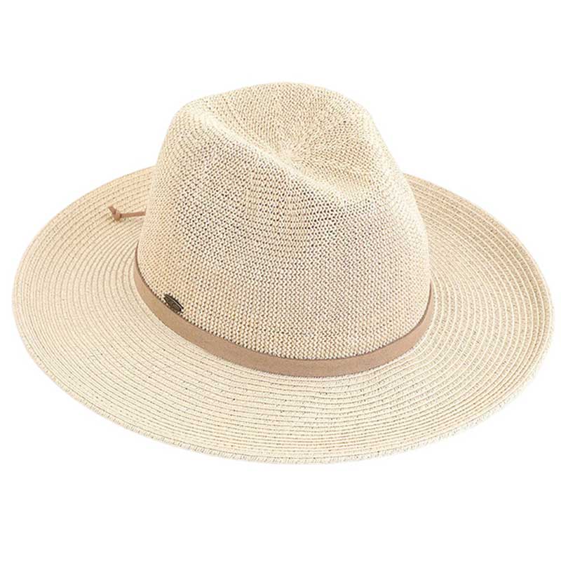 C.C Suede Lace Trim Band Panama Hat - Natural - Sun Hats