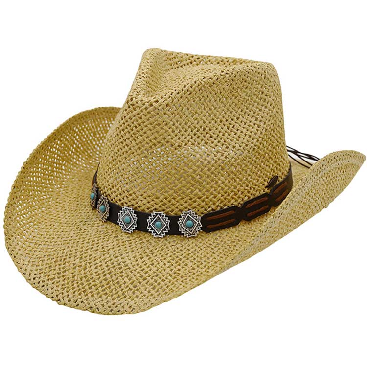 Natural C.C Turquoise Charm Trim Cowboy Hat, Keep your styles on even when you are relaxing at the pool or playing at the beach. Large, comfortable, and perfect for keeping the sun off of your face, neck, and shoulders. Perfect gifts for Christmas, holidays, or any meaningful occasion. Due to this, all eyes are fixed on you.