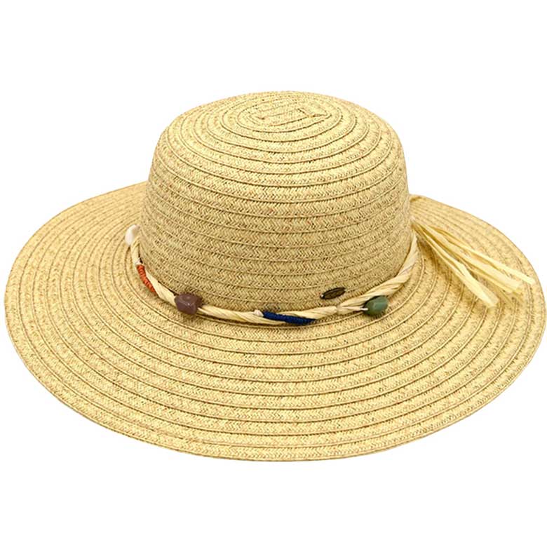 C.C Wide Brim Stone Trim Band Sun Hat - Charming Charlie