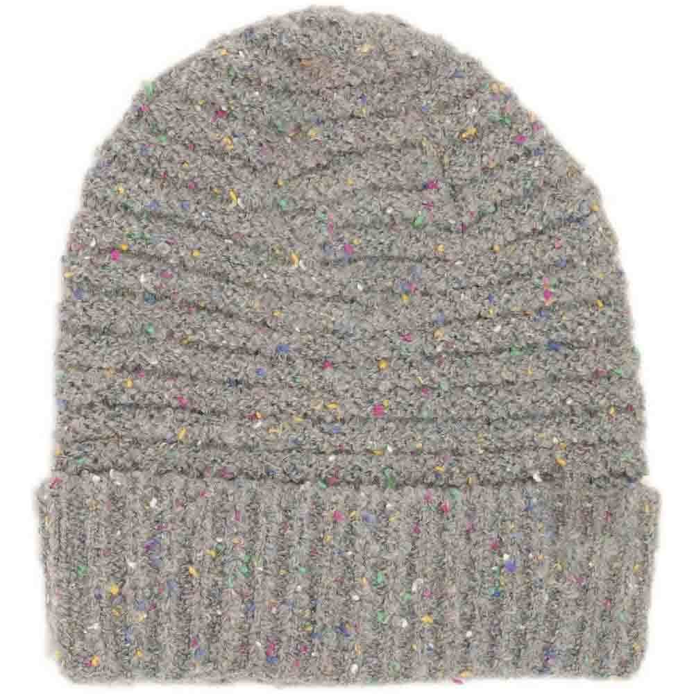 NaturalGrey Confetti Boucle Knit Cuff Beanie offers expert-level warmth and style with its textured boucle knit fabric. Designed for a secure, comfortable fit, the cuffed edge provides additional insulation around the forehead and ears. This beanie’s subtle confetti pattern adds visual interest without overwhelming your look, making it a versatile accessory for both outdoor activities and casual wear in cooler climates. Durable and soft, it’s a refined choice for those seeking functional winter headwear.