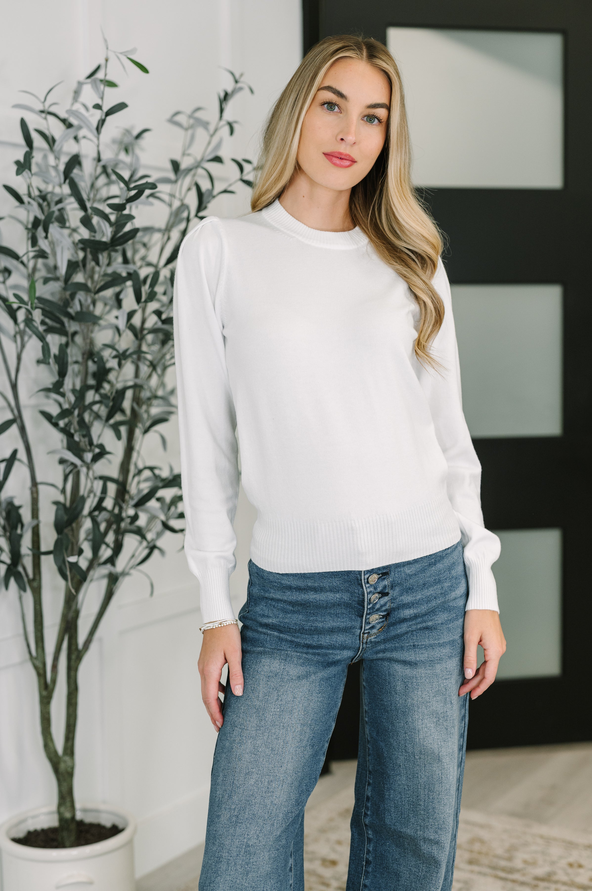 Necessary Closet Space Long Sleeve Top in White - Charming Charlie