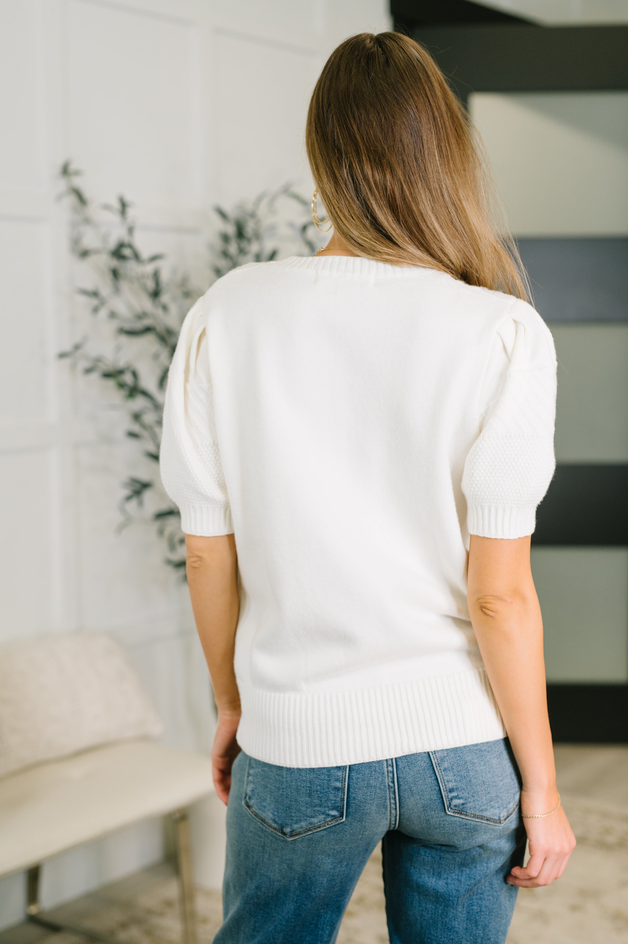 Need a Little Love Cable Knit Puff Sleeve Top - Charming Charlie