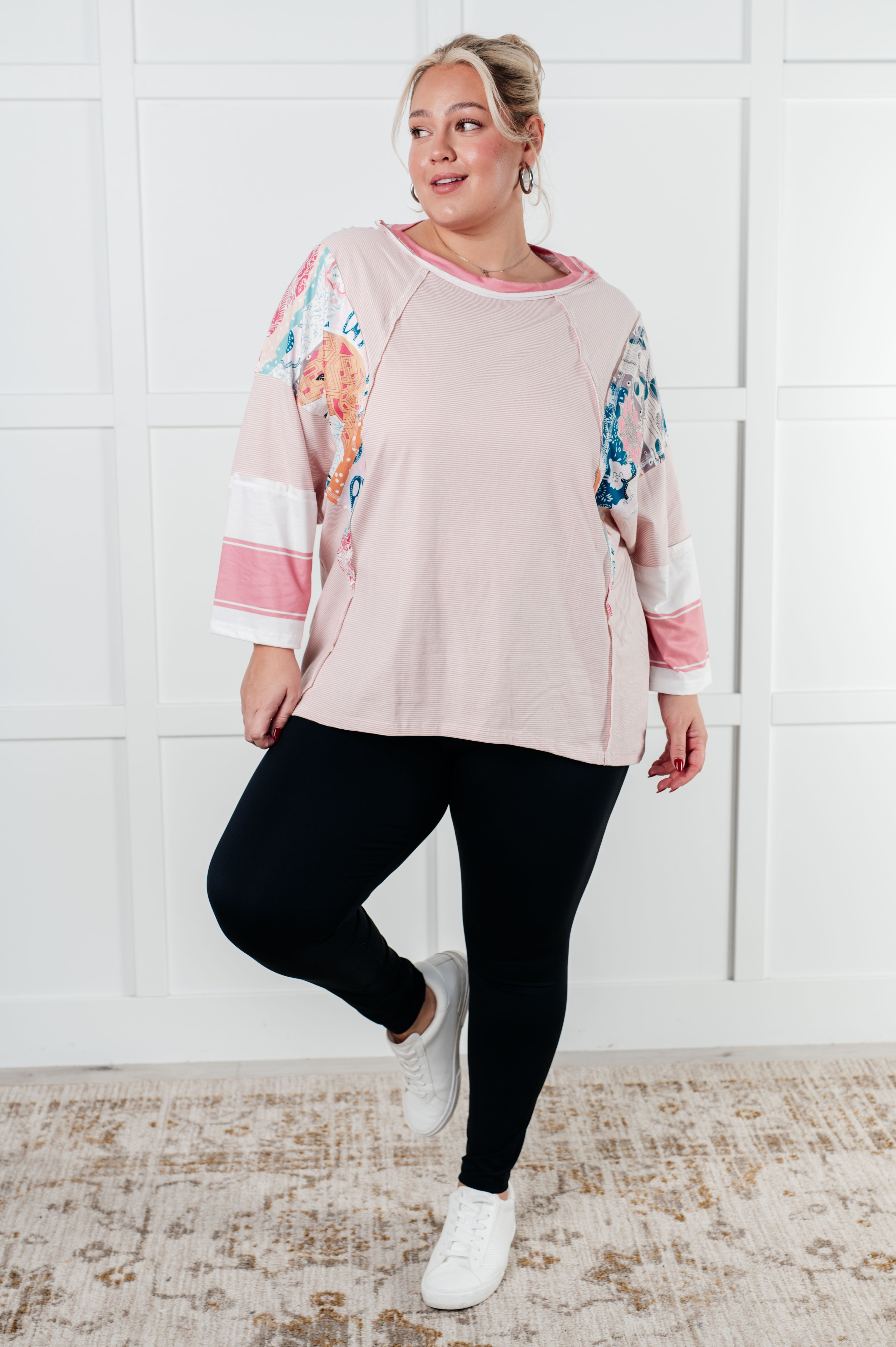 New Chapter Floral Color Block Patchwork Top - Charming Charlie