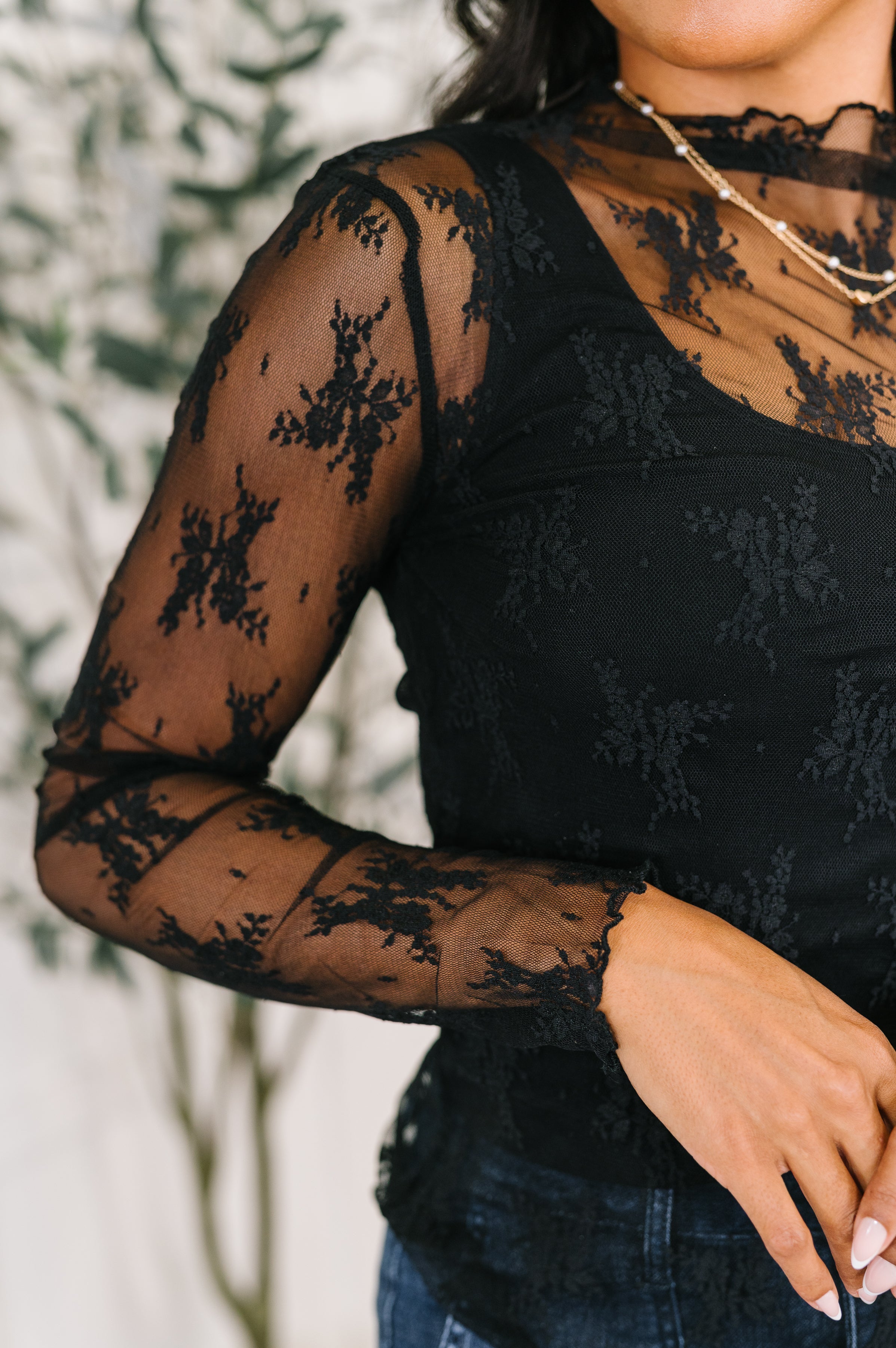 Next Level Patterned Layering Top in Black - Charming Charlie