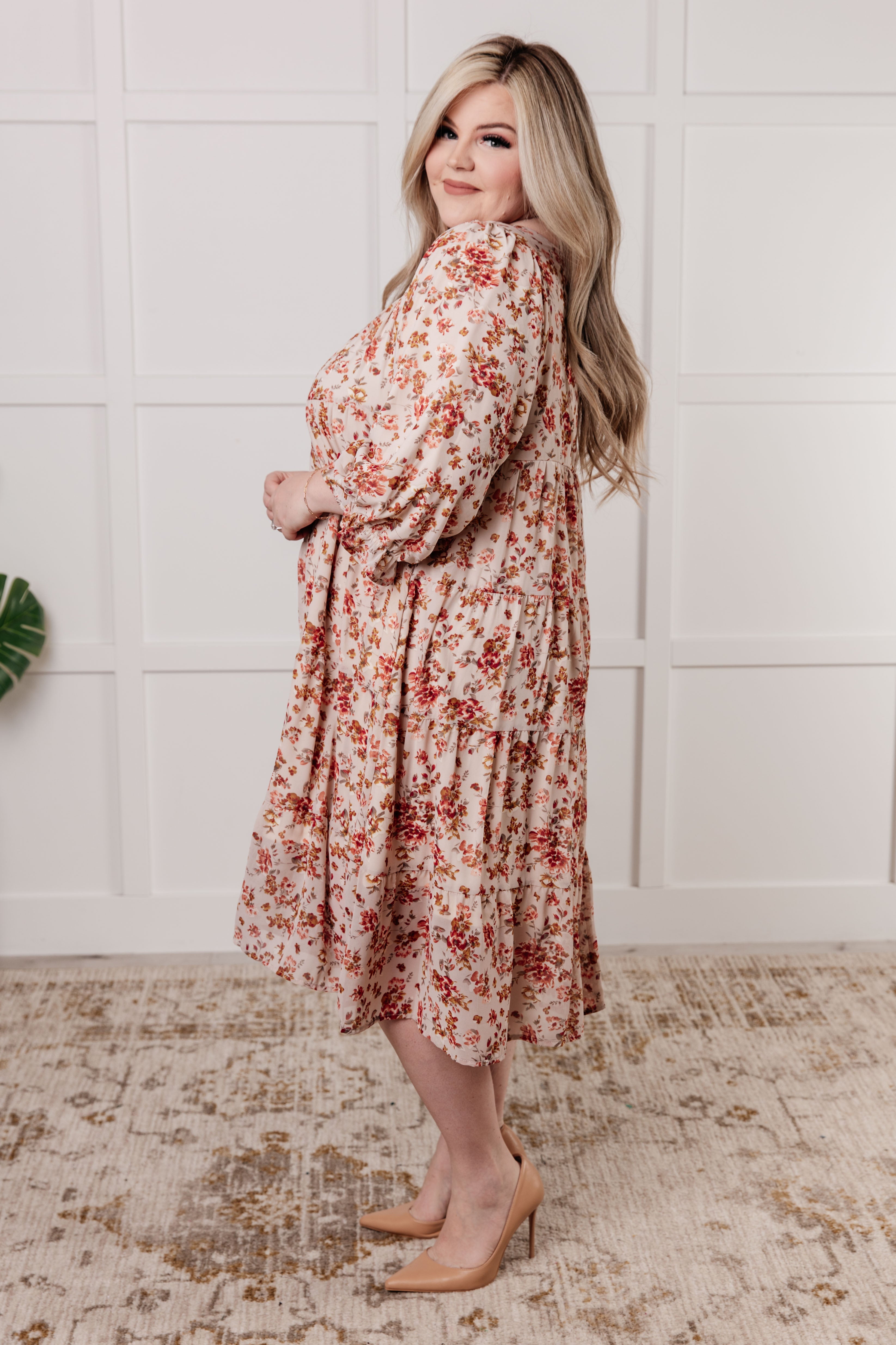 Next to You Balloon Sleeve Floral Dress - Charming Charlie