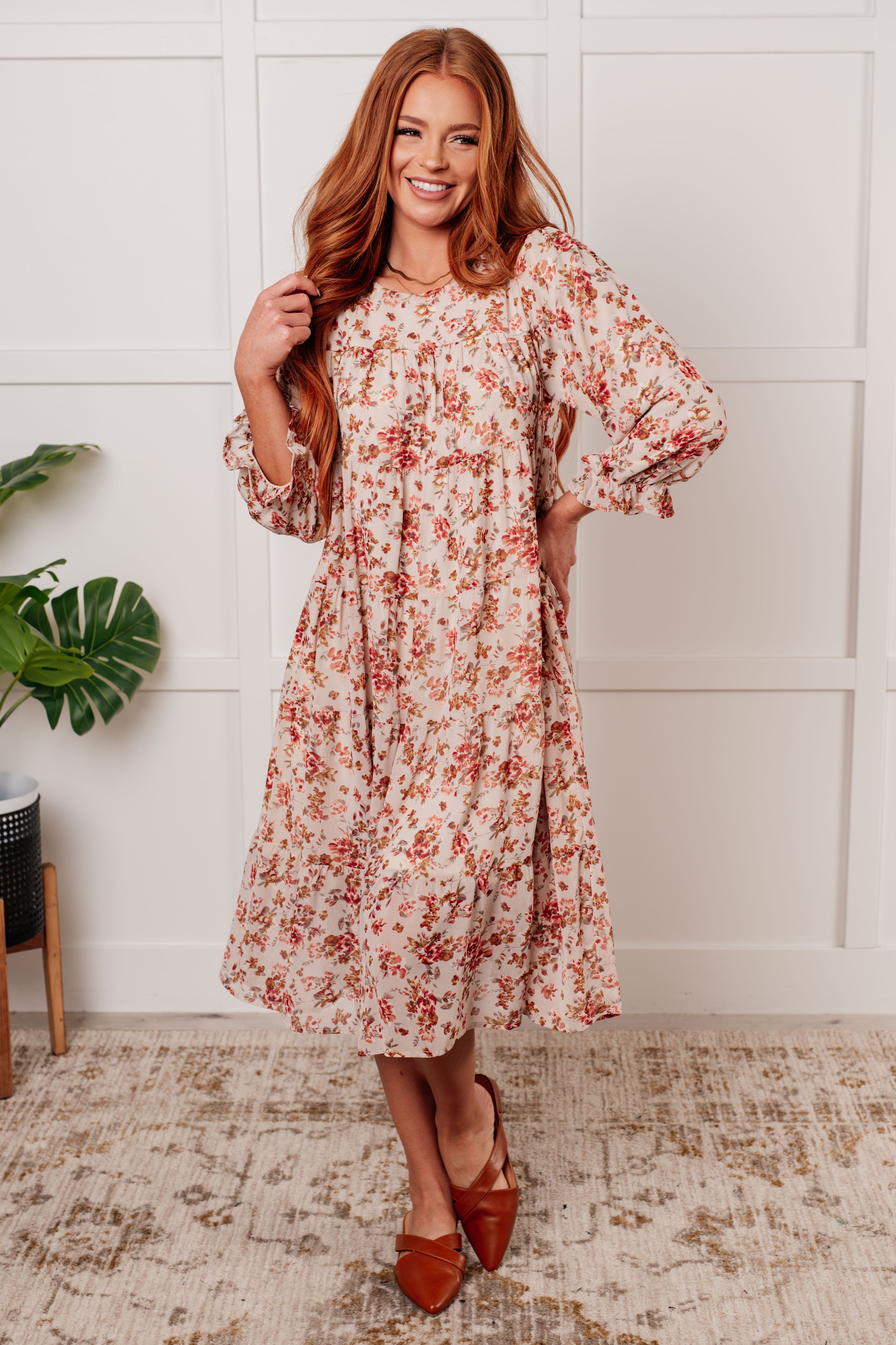 Next to You Balloon Sleeve Floral Dress - Charming Charlie