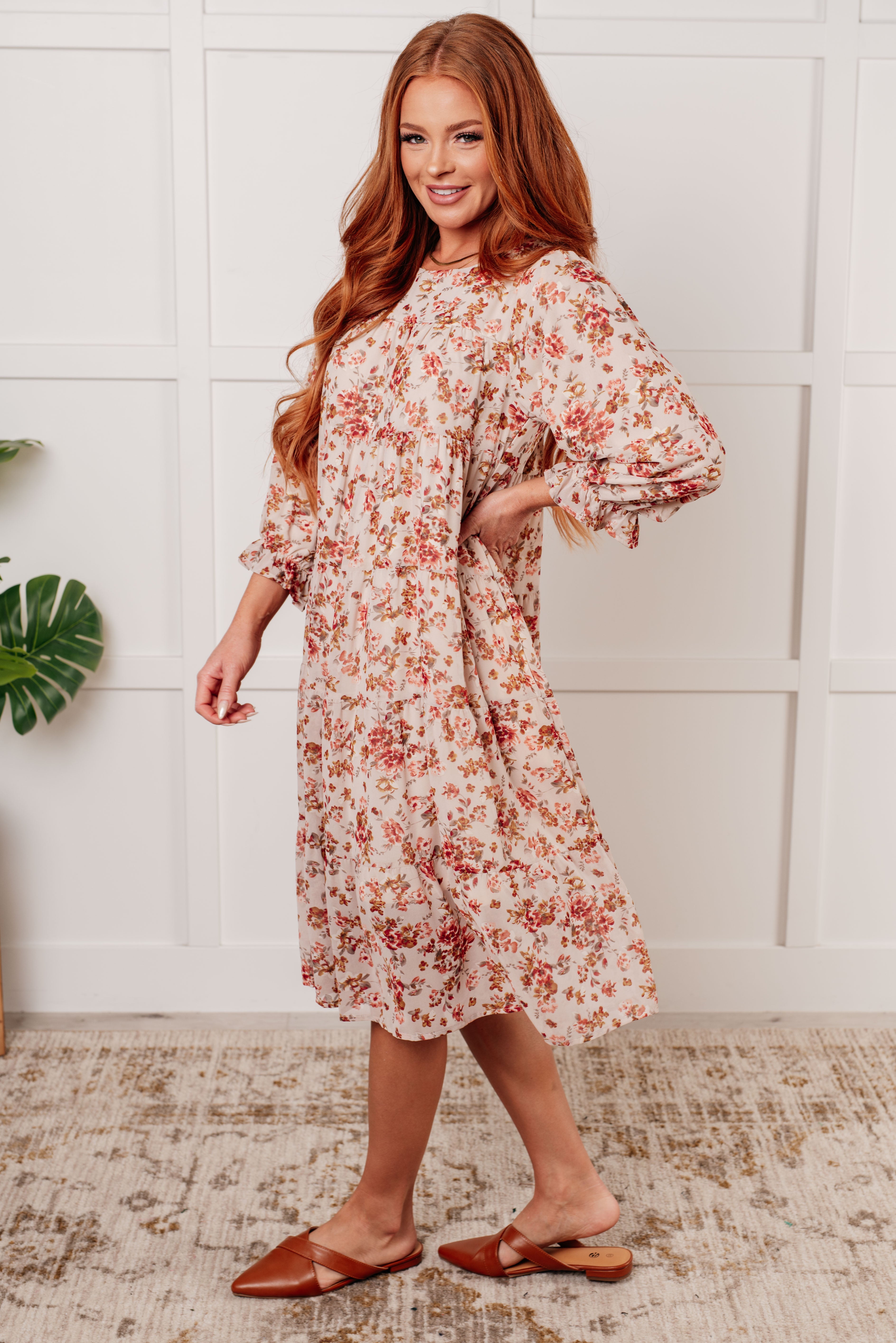 Next to You Balloon Sleeve Floral Dress - Charming Charlie