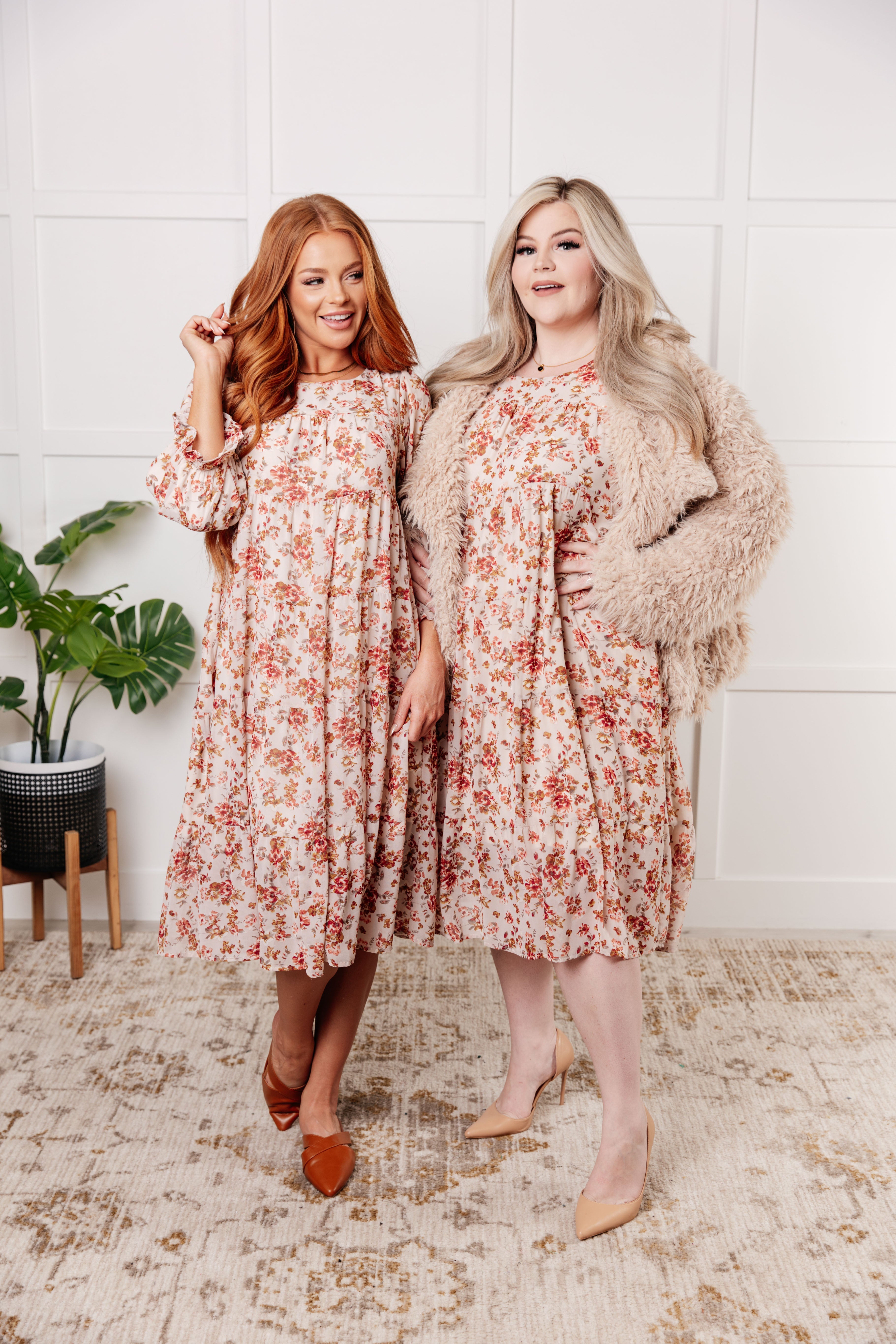 Next to You Balloon Sleeve Floral Dress - Charming Charlie