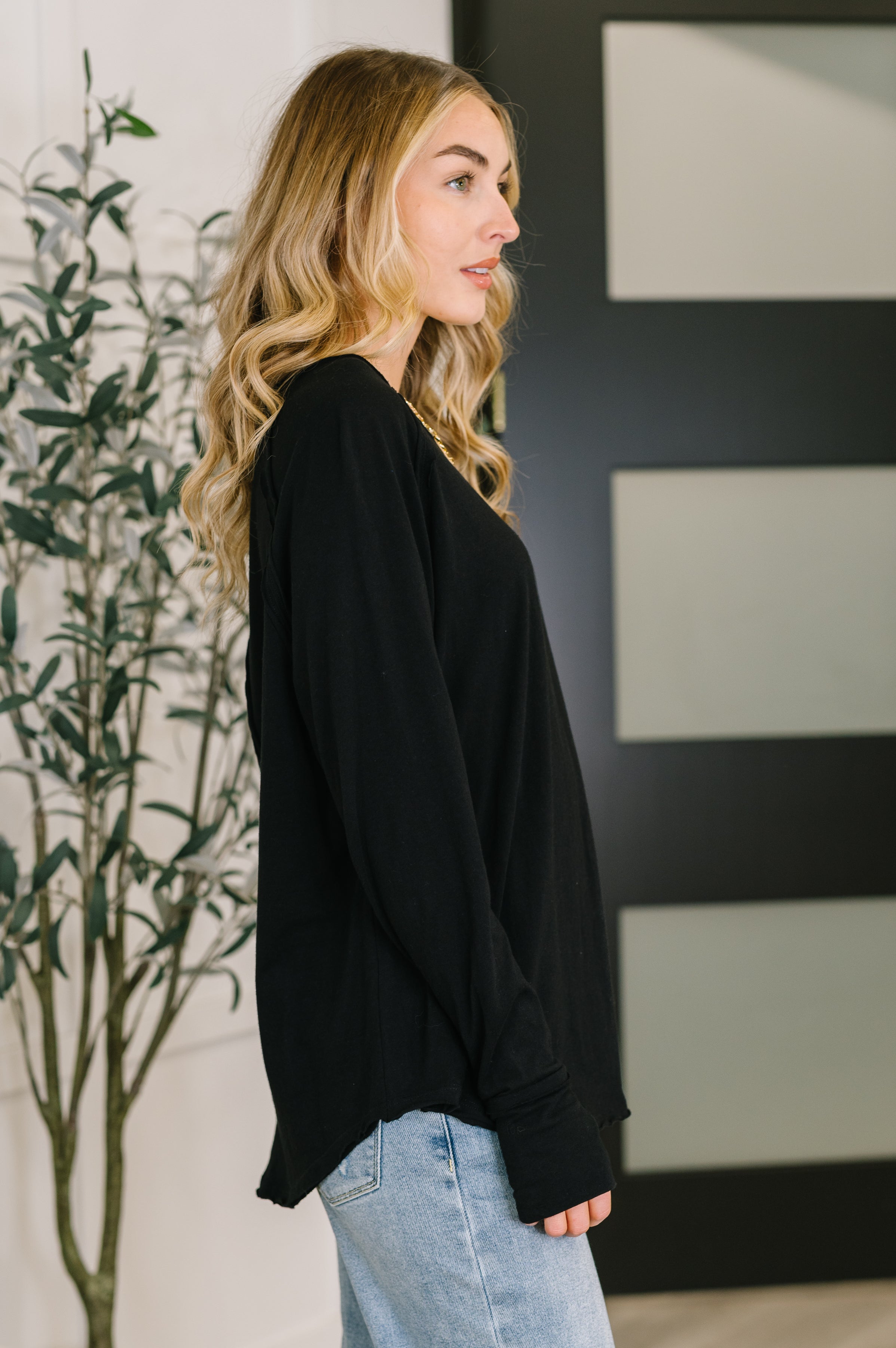 Nice to Each Other Raglan Sleeve Top in Black - Charming Charlie