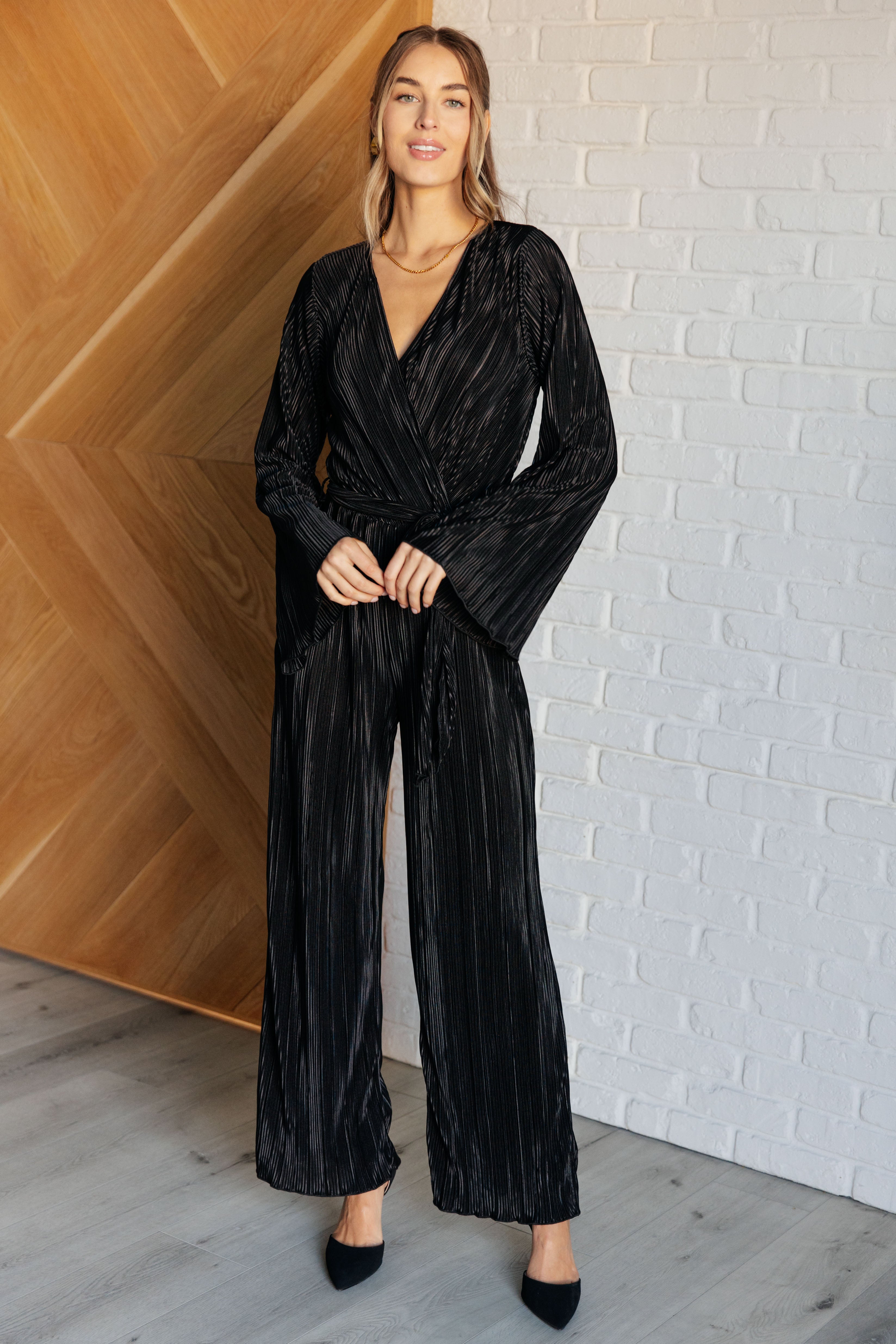 Night Out Plisse Jumpsuit - Charming Charlie