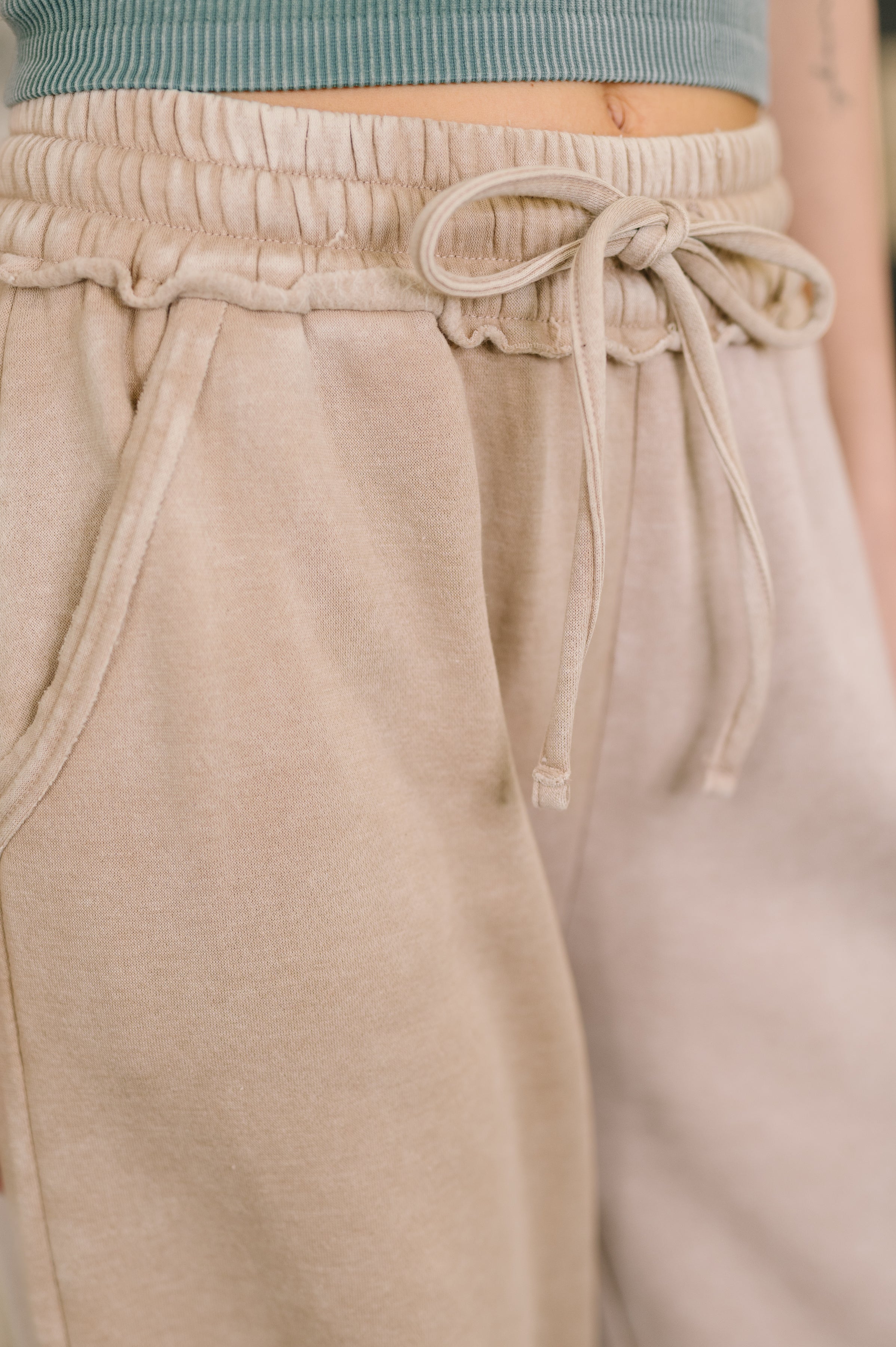 Nights Like This High Waist Palazzo Sweats in Ash Mocha - Charming Charlie