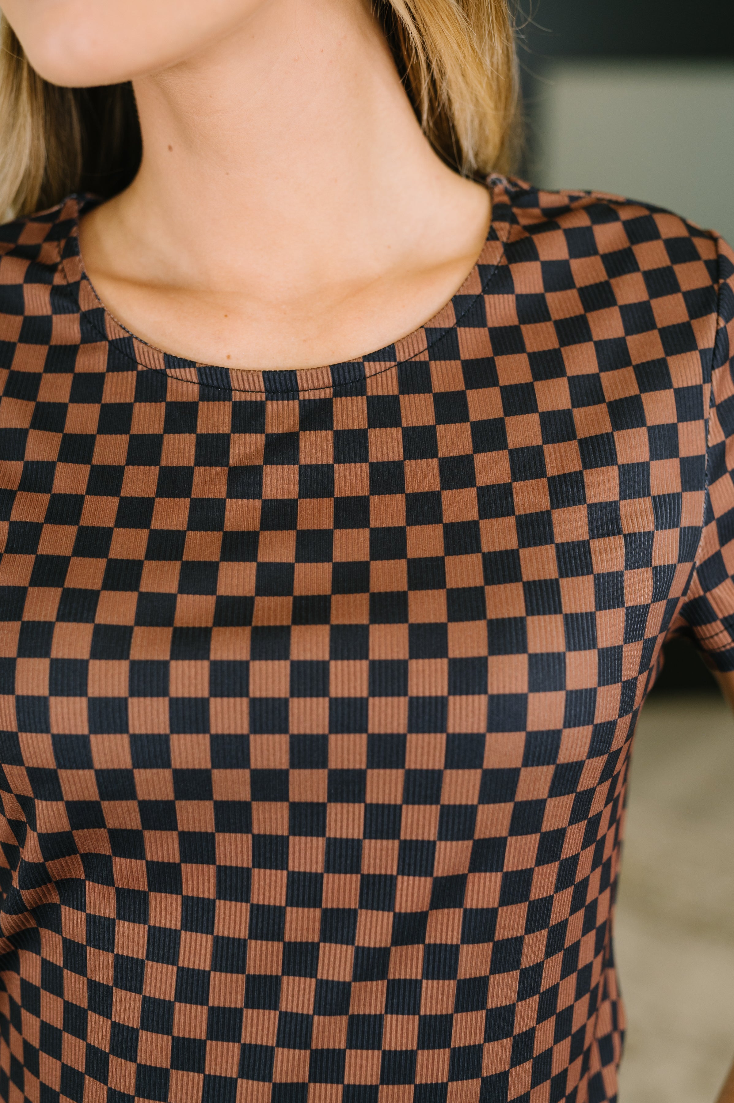 No One Else Checkered Casual Tee - Charming Charlie