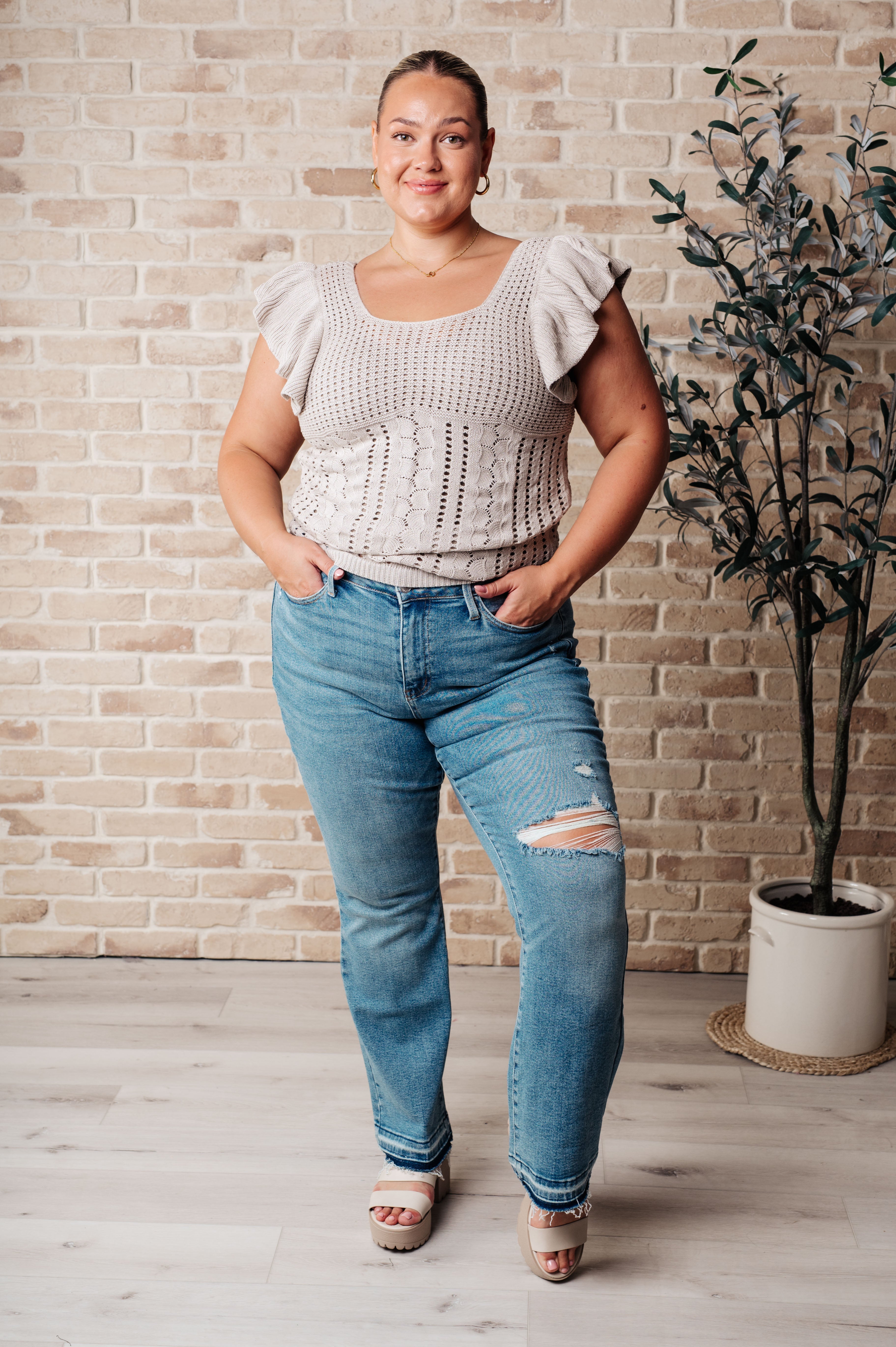 No One Knows Pointelle Knit Top - Charming Charlie