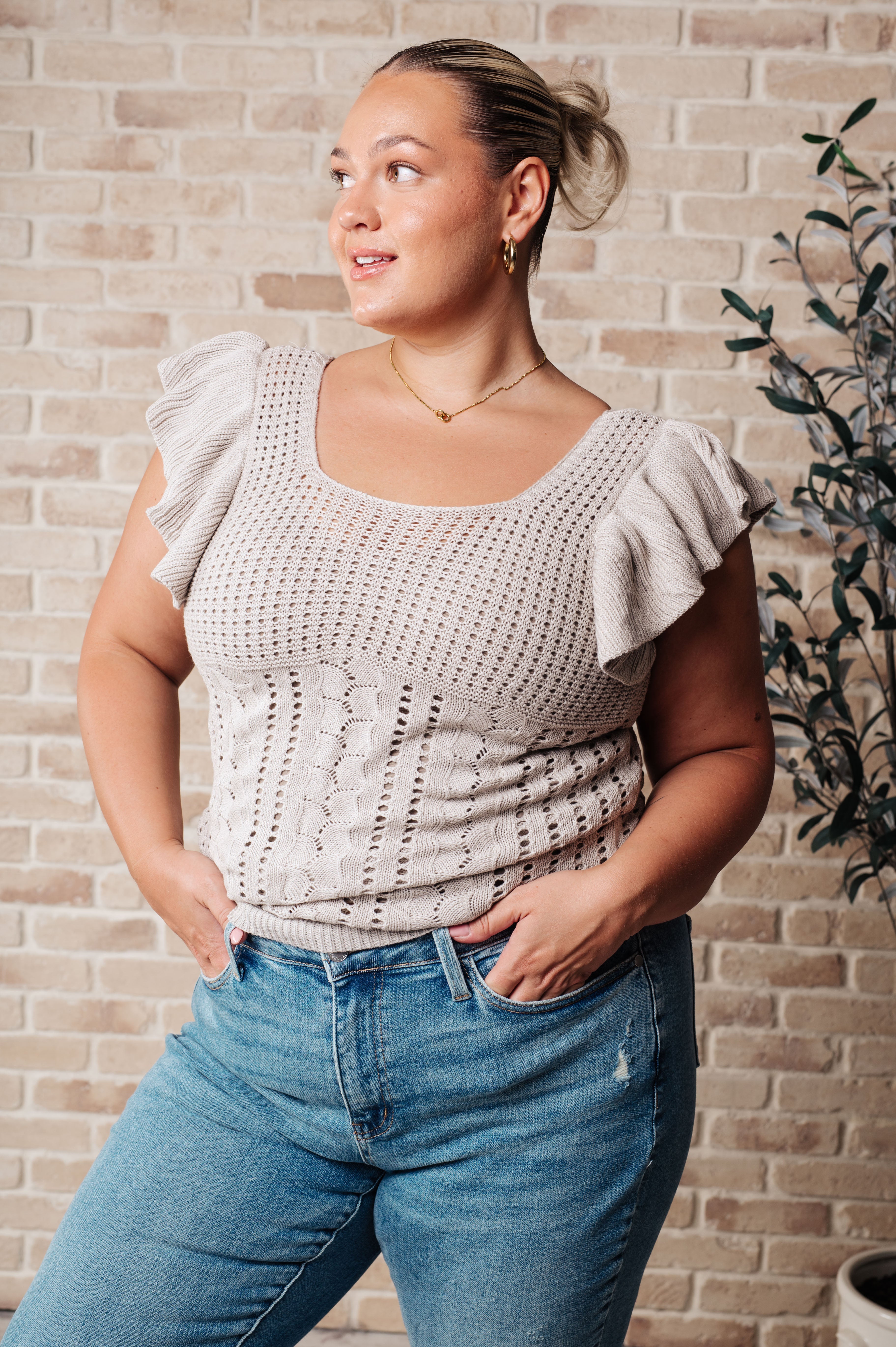 No One Knows Pointelle Knit Top - Charming Charlie