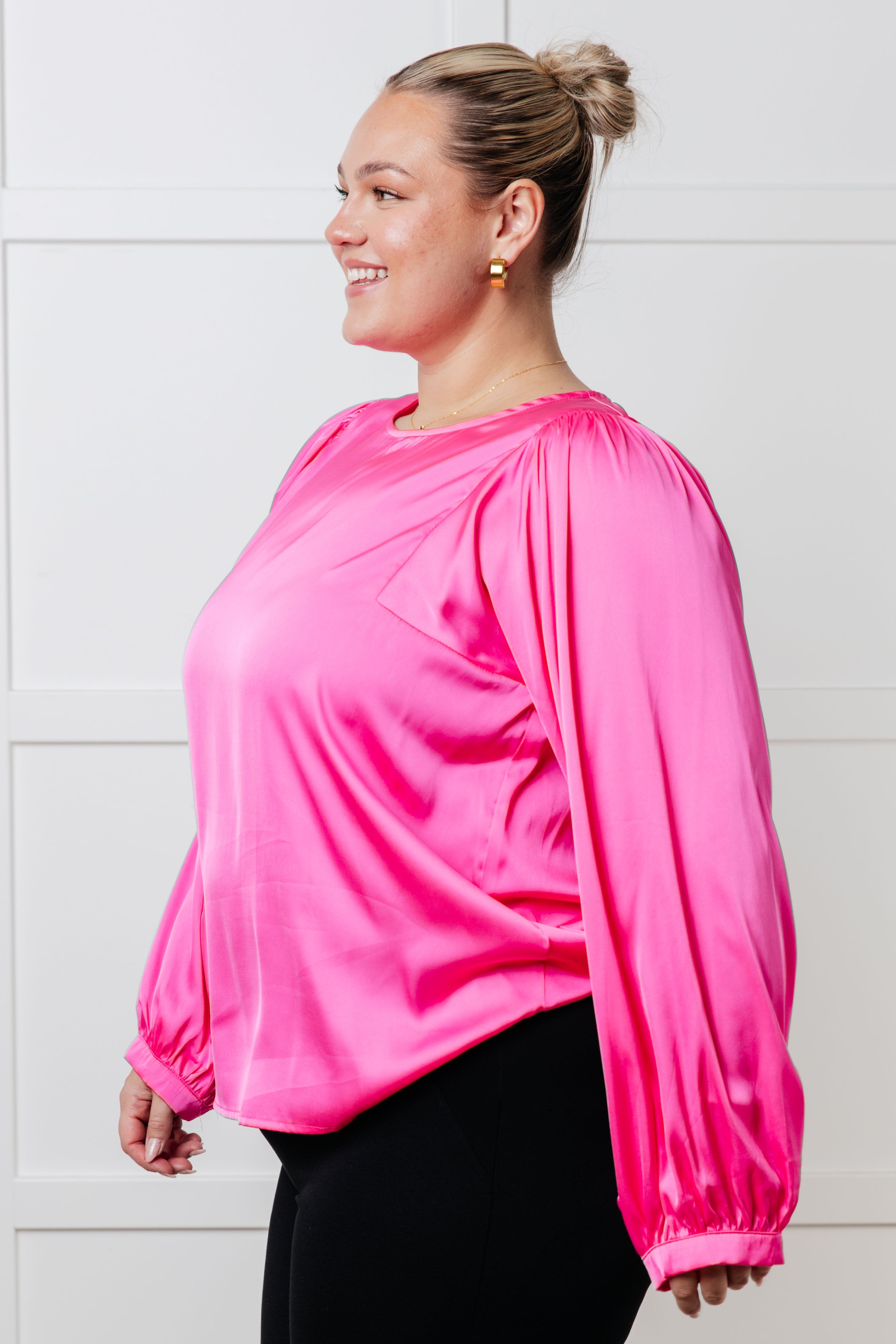 Not Exaggerating Satin Puff Sleeve Blouse - Charming Charlie