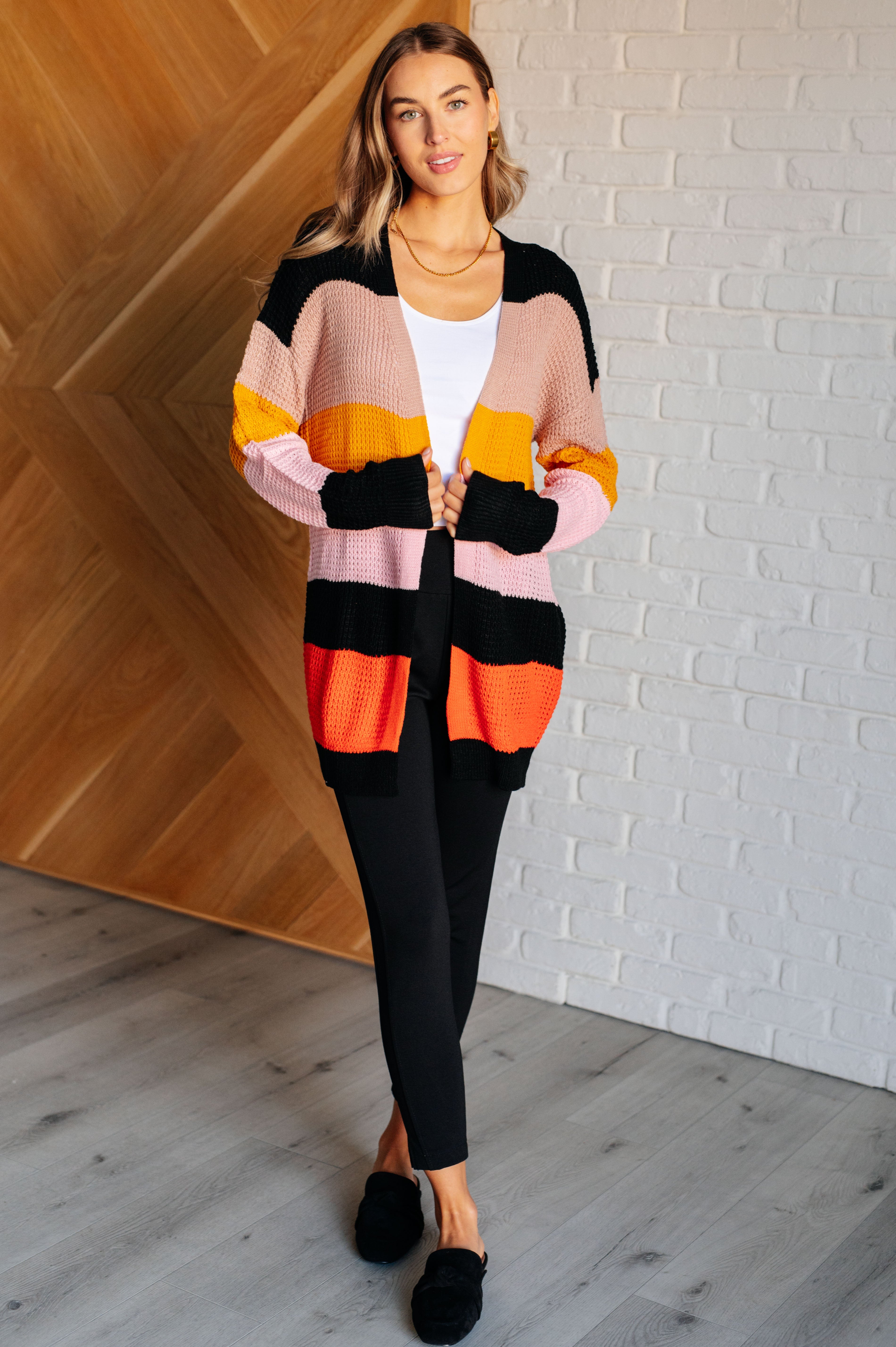 Not Quite Sure Striped Open Front Cardigan - Charming Charlie