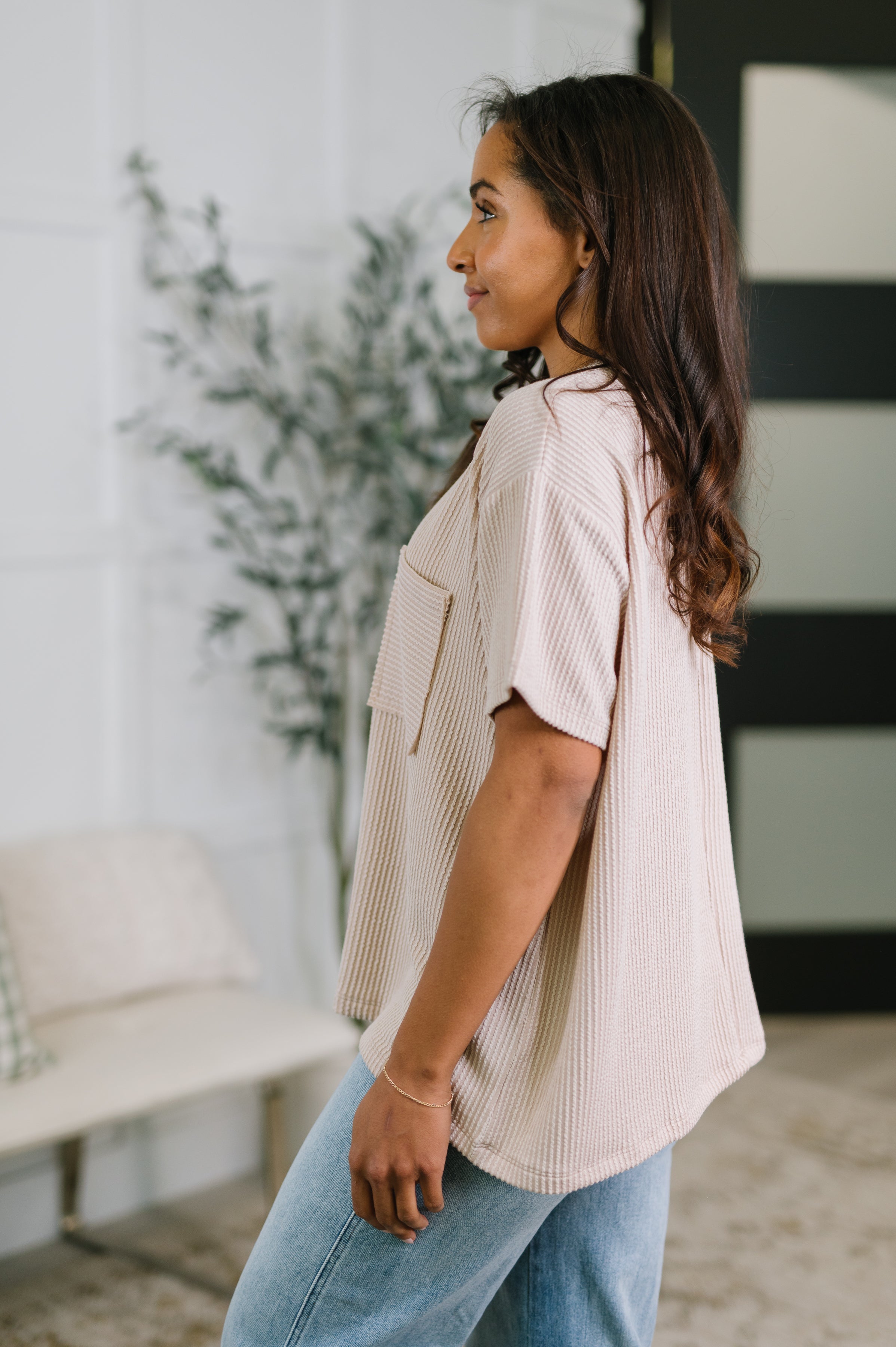Not That complicated Textured Boxy Tee in Ash Mocha - Charming Charlie
