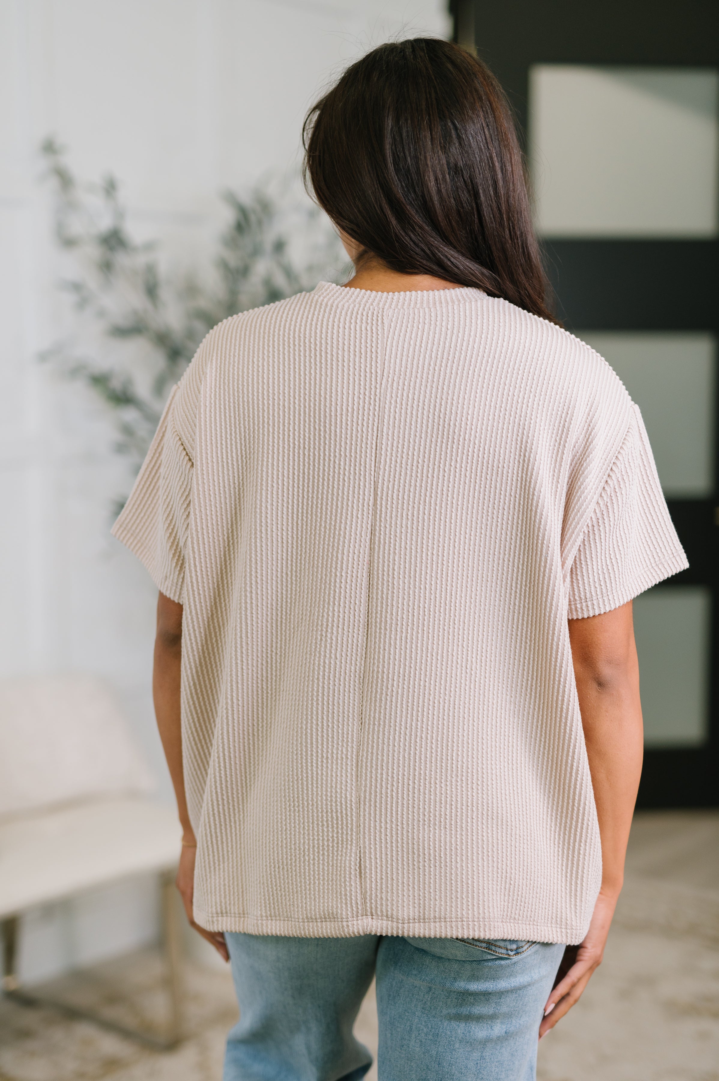 Not That complicated Textured Boxy Tee in Ash Mocha - Charming Charlie