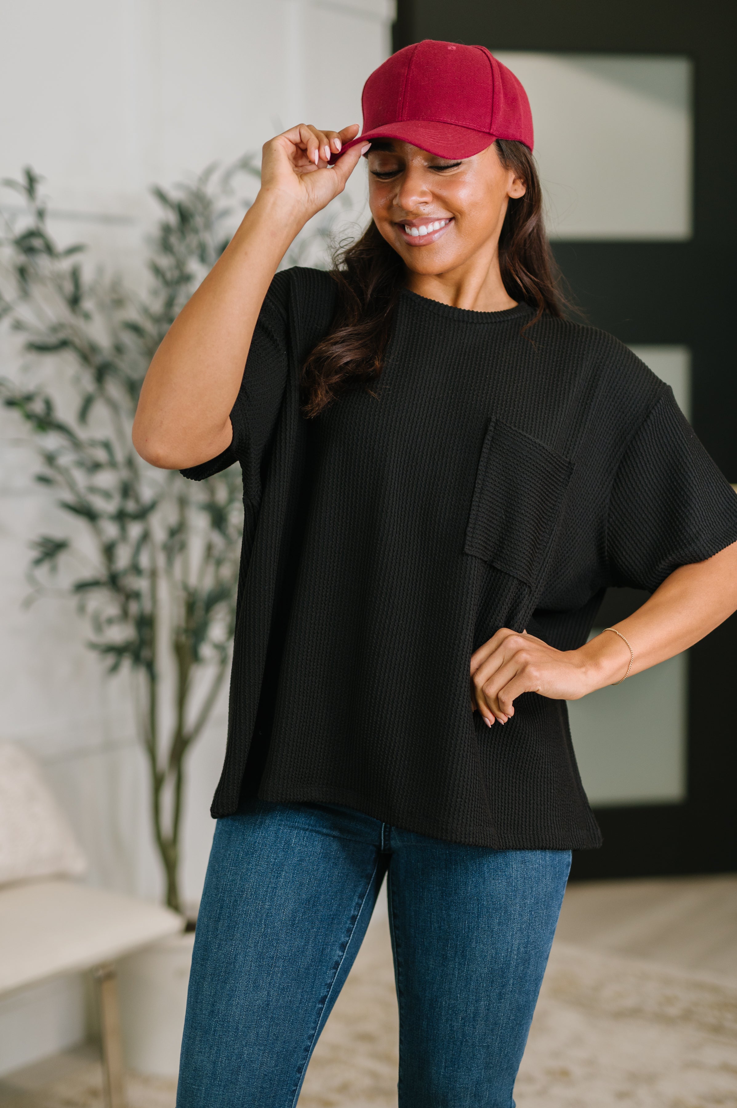 Not That complicated Textured Boxy Tee in Black - Charming Charlie