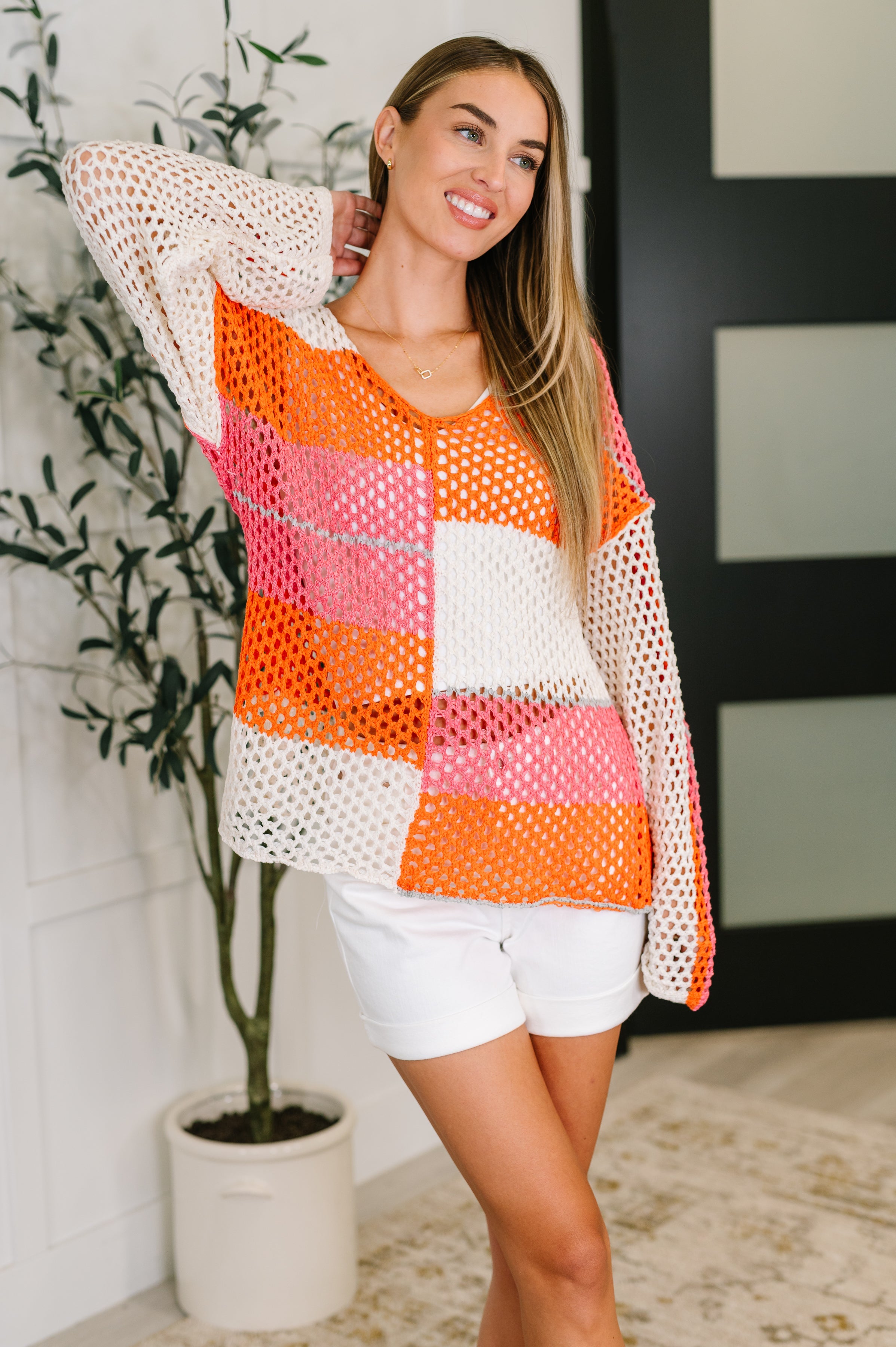 Off the Grid Net Color Block Layering Top - Charming Charlie