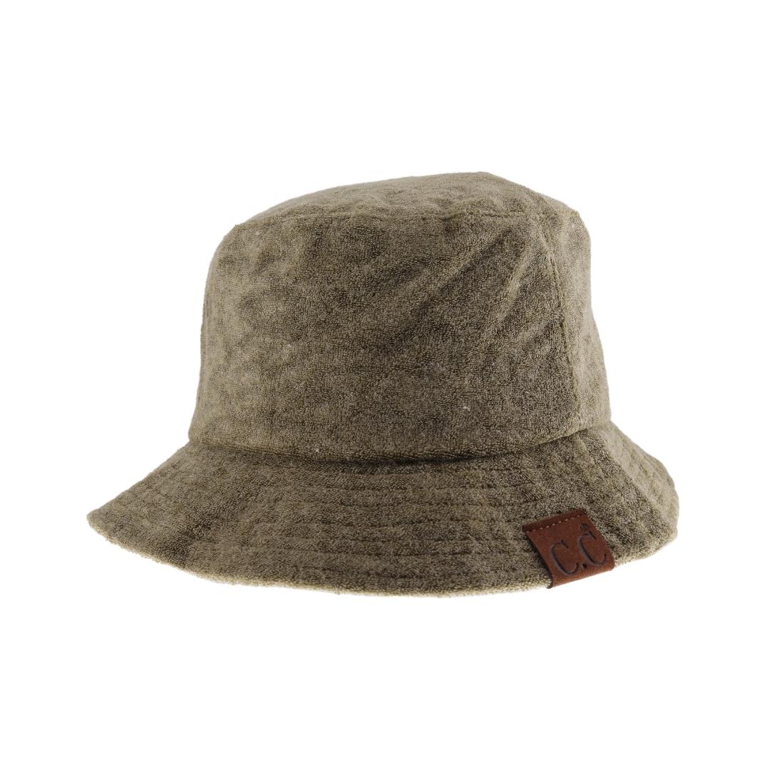 Olive C.C. Terry Cloth Bucket Hat offers both style and functionality. It is made with high-quality terry cloth material, providing a comfortable and breathable fit. Perfect for sunny days, it also offers protection from harmful UV rays. Upgrade your summer wardrobe now.