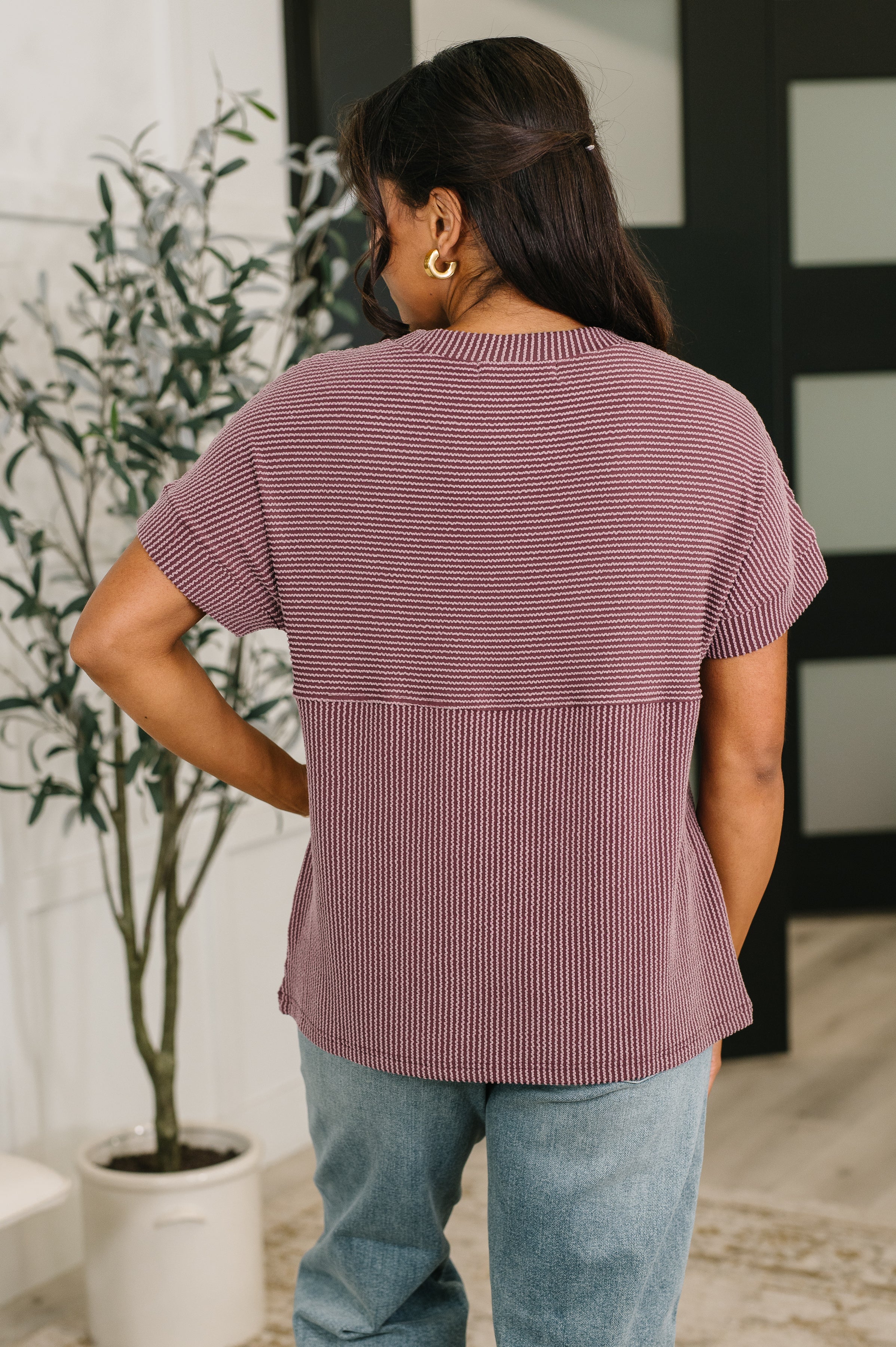 On Repeat Cable Ribbed Knit Tee - Charming Charlie