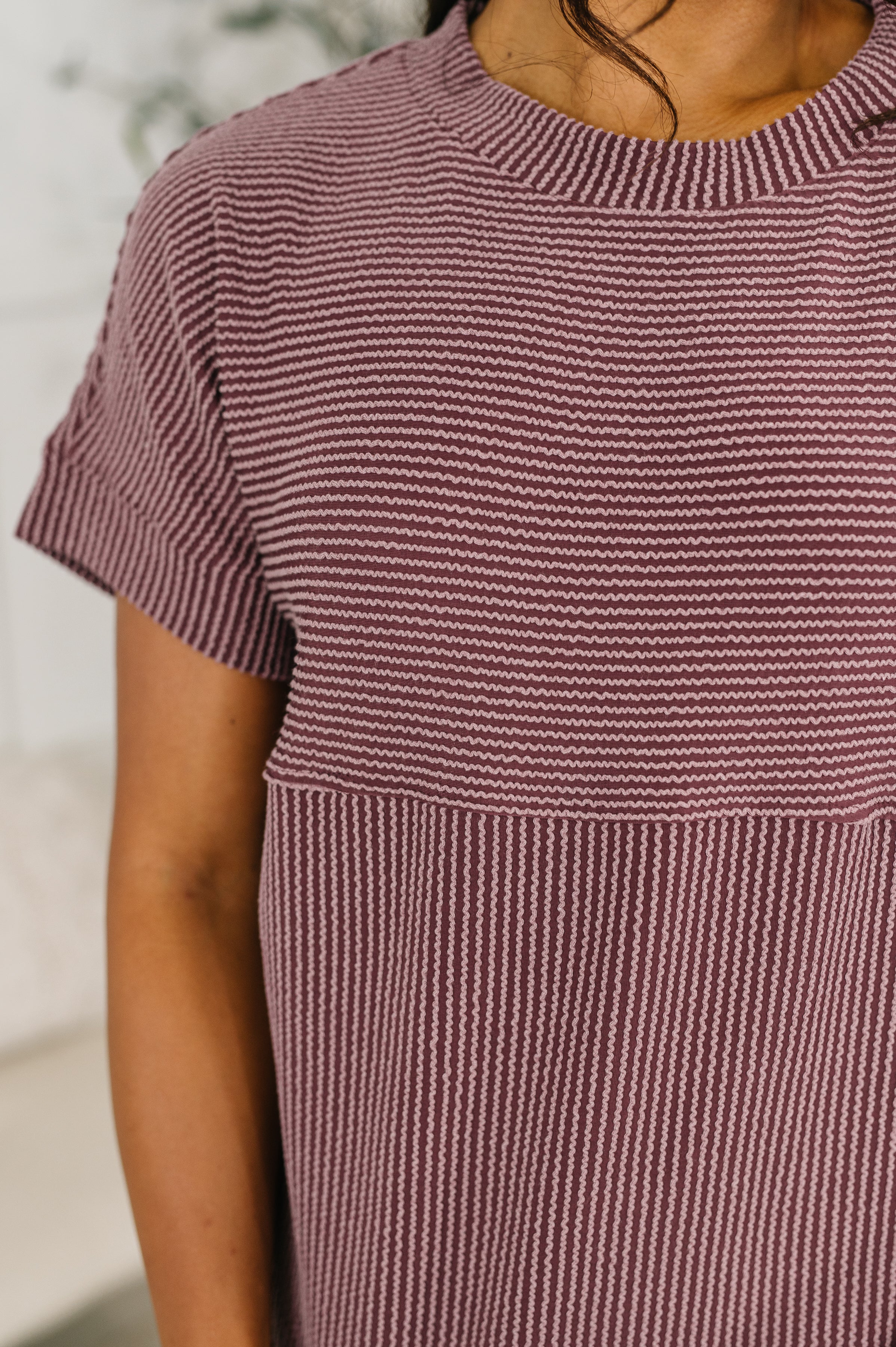 On Repeat Cable Ribbed Knit Tee - Charming Charlie