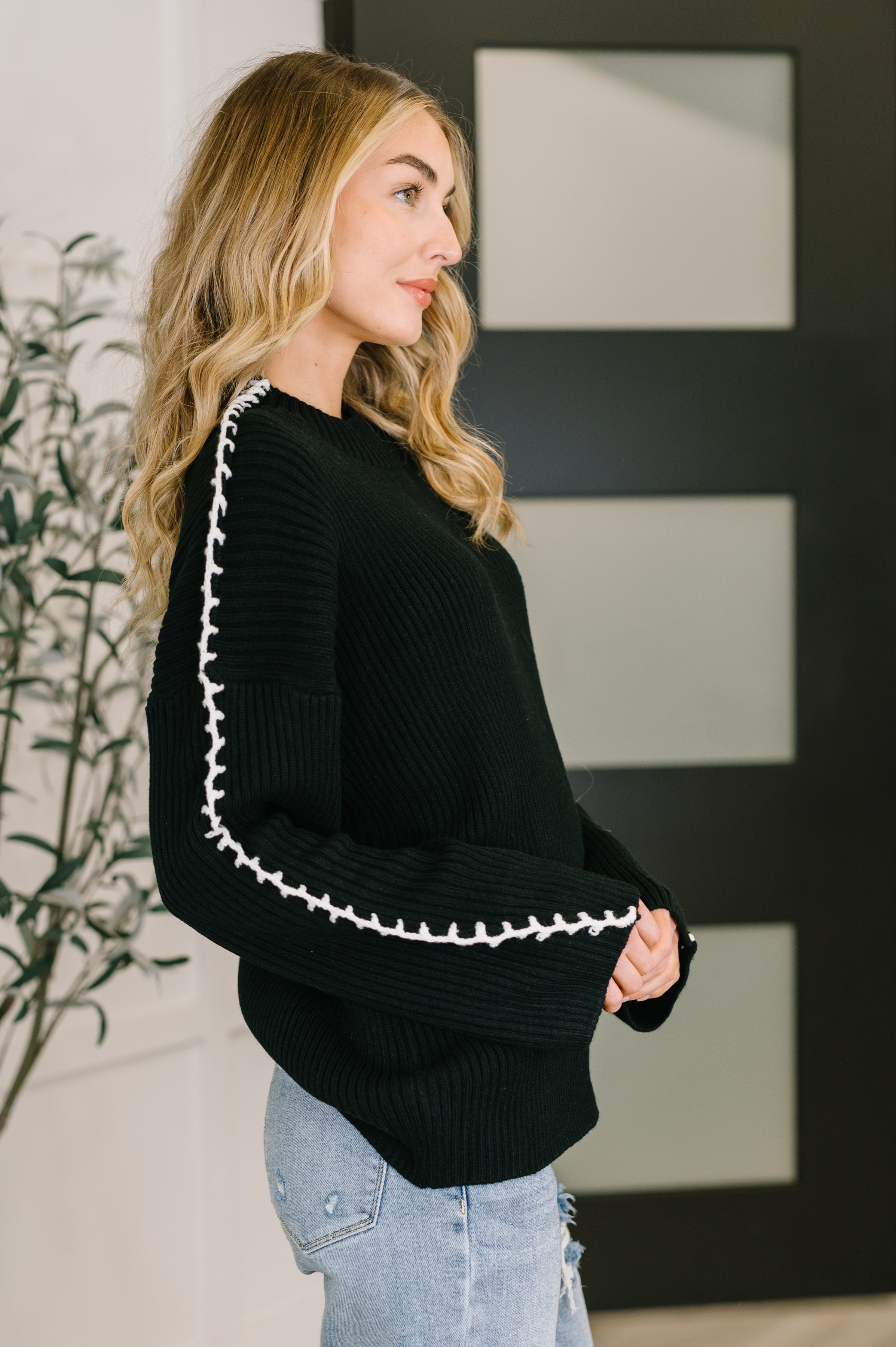 One Stitch at a Time Pullover in Black - Charming Charlie