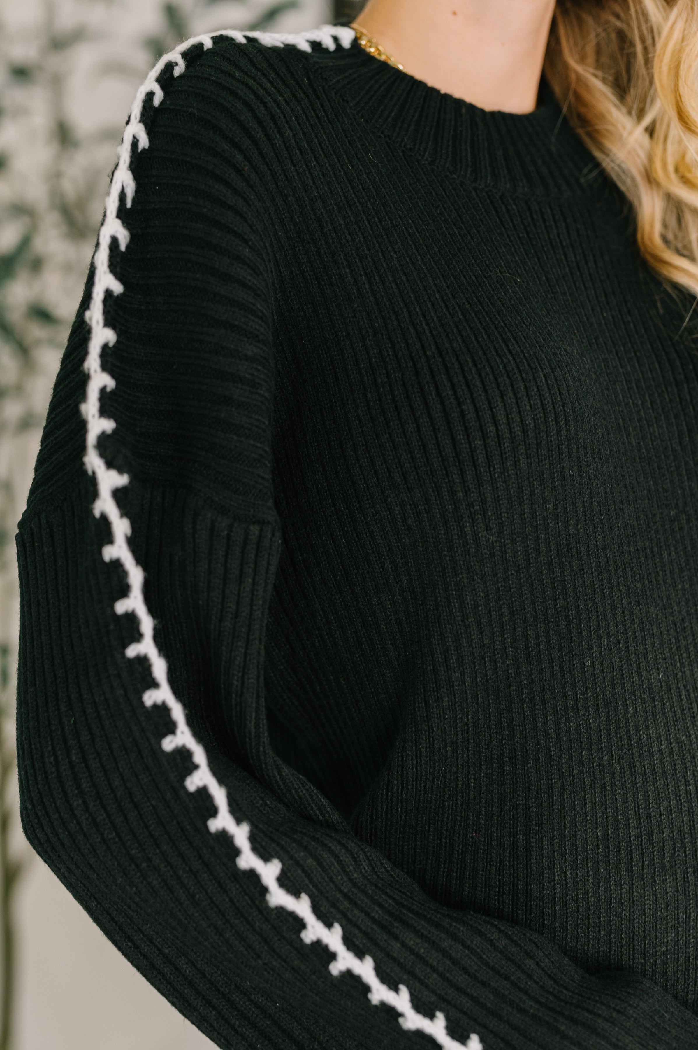 One Stitch at a Time Pullover in Black - Charming Charlie