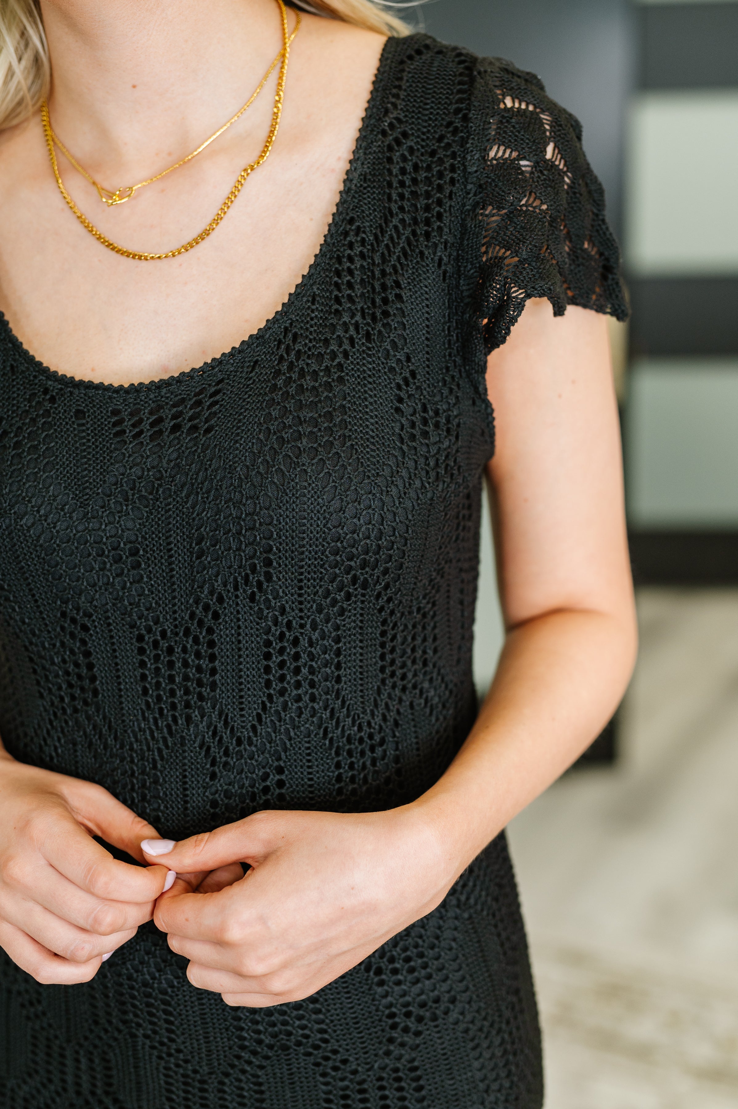 On the Town Lace Scoop Neck Dress in Black - Charming Charlie