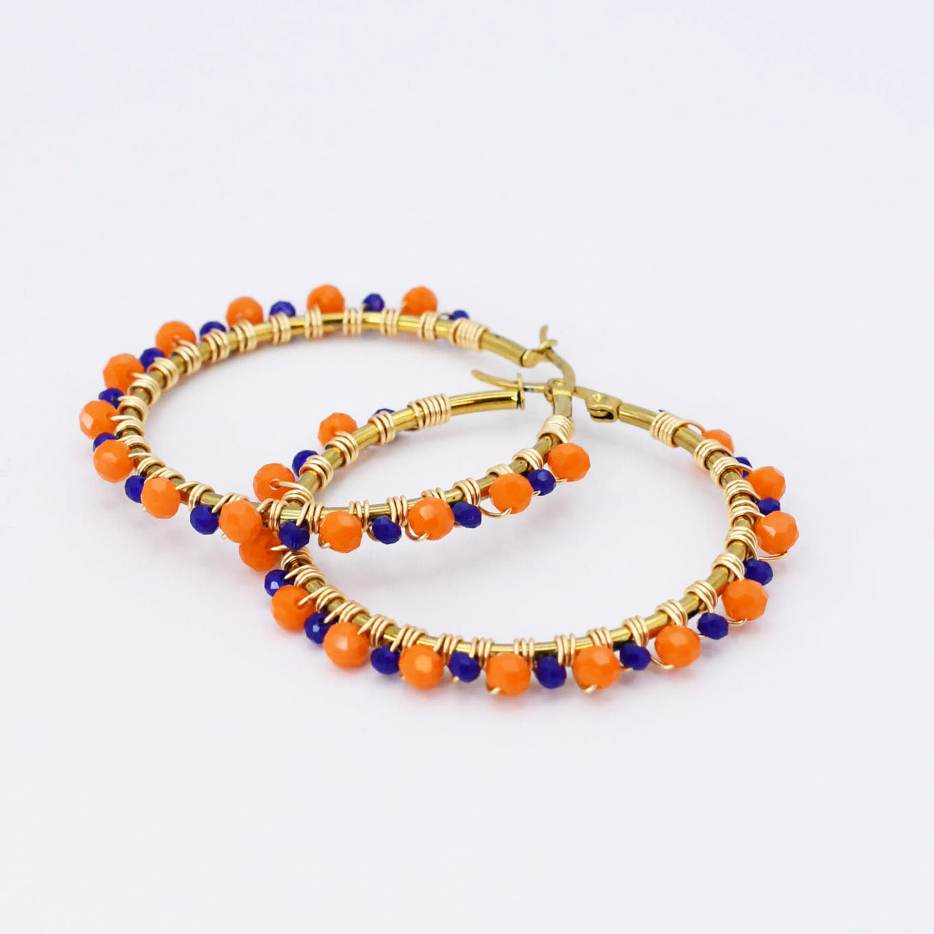 Blue/Orange Beaded Hoop D54 - Charming Charlie