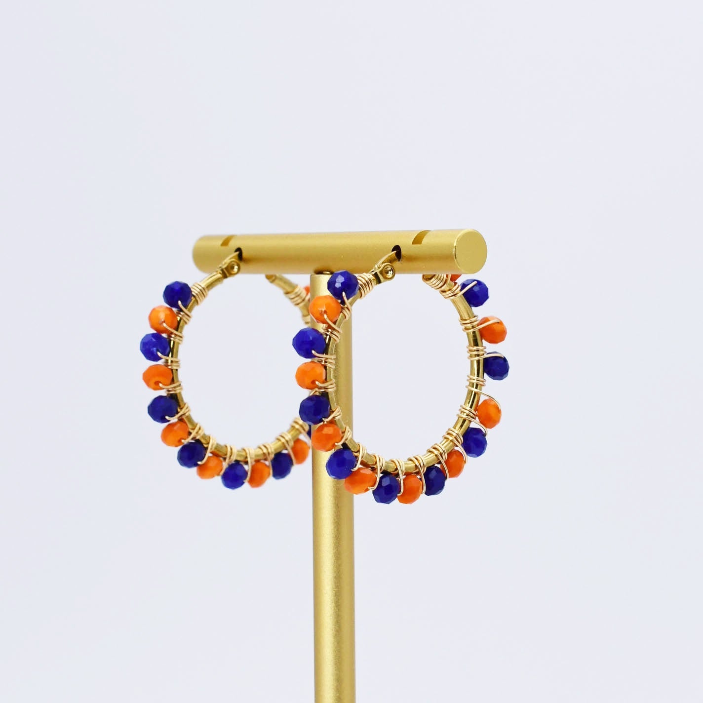 Small Orange/Blue Beaded Hoop D52 - Charming Charlie