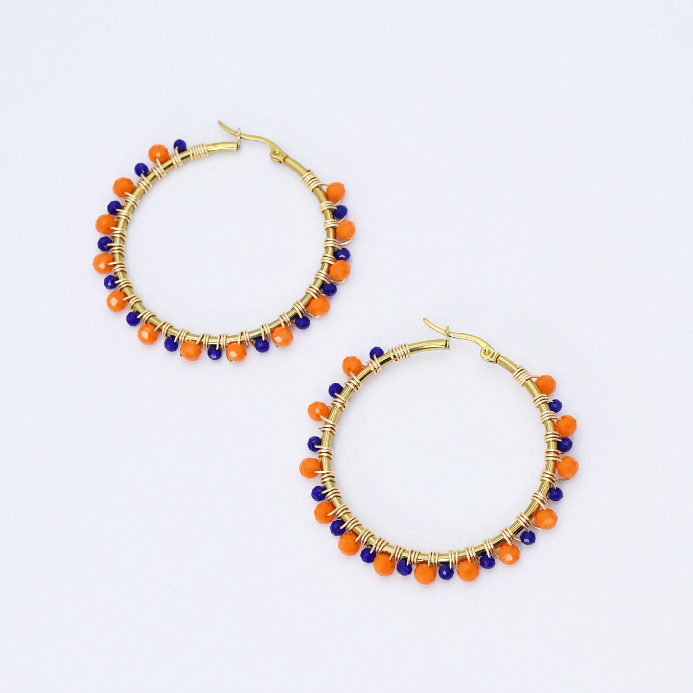 Blue/Orange Beaded Hoop D54 - Charming Charlie