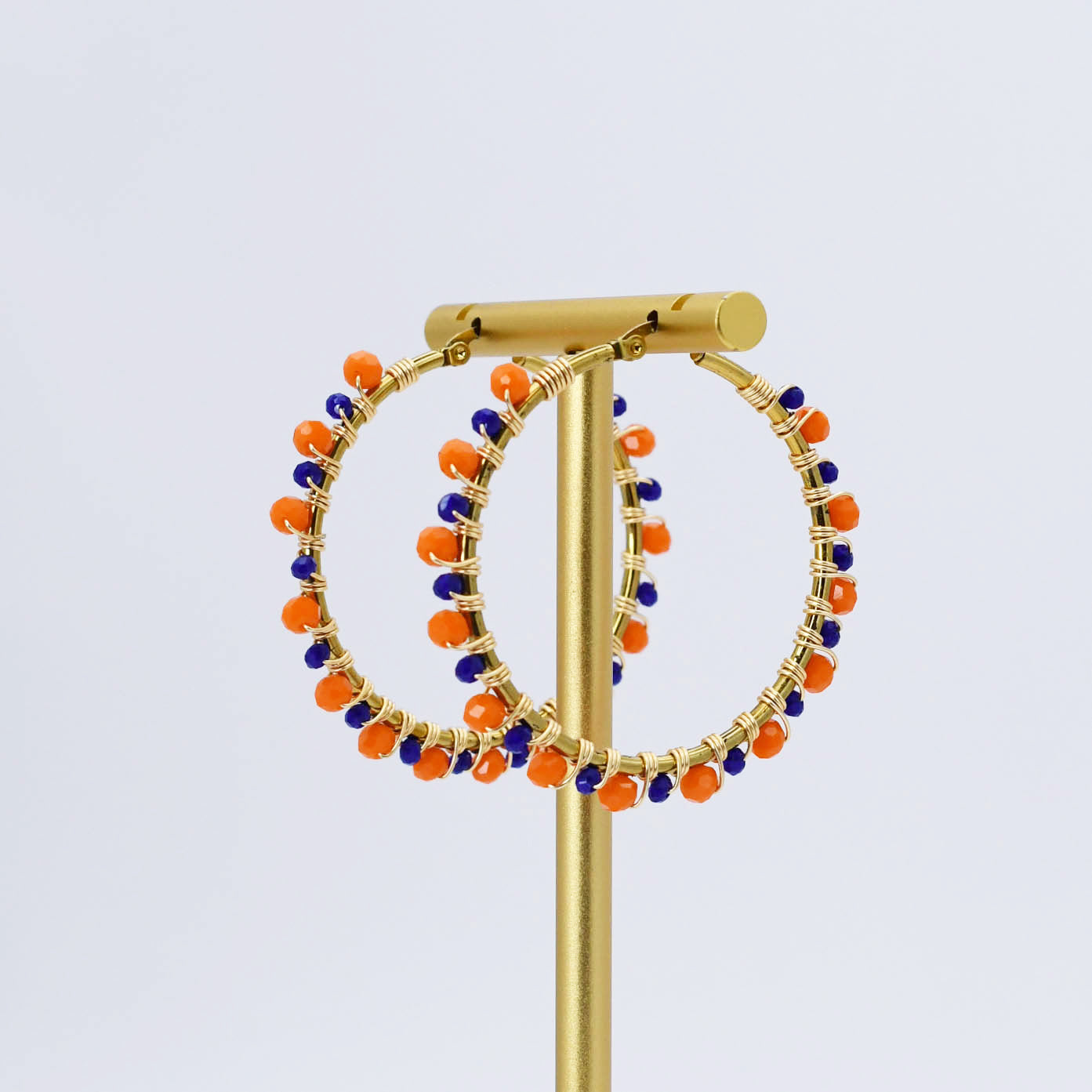 Blue/Orange Beaded Hoop D54 - Charming Charlie