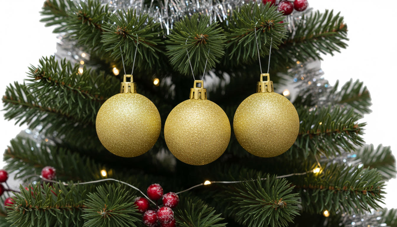 Gold Glitter Christmas Ornaments. Pack of 20 - Charming Charlie