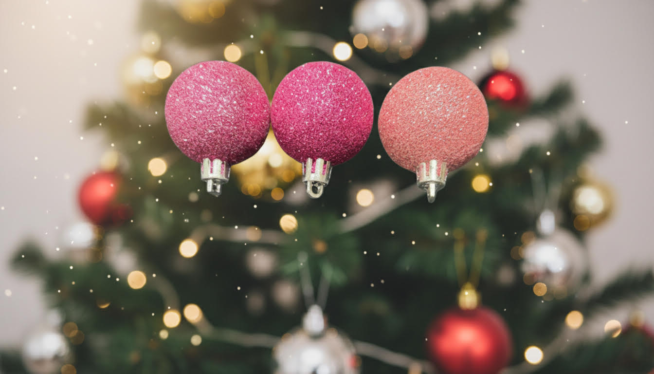 Glittery Pink Christmas Baubles. Pack of 20 - Charming Charlie